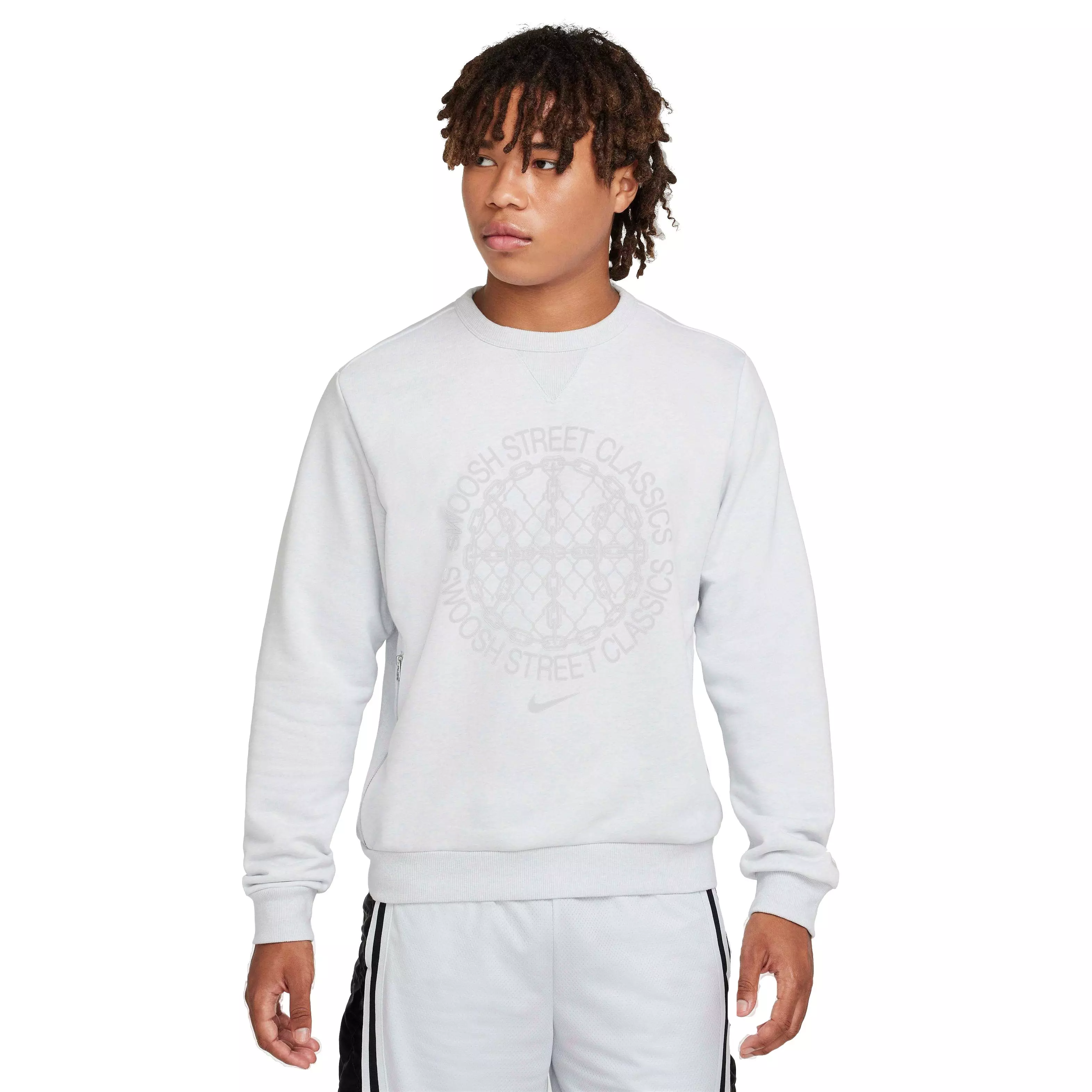 Nike Men's Standard Issue Dri-FIT Basketball Crewneck Sweatshirt - WHITE