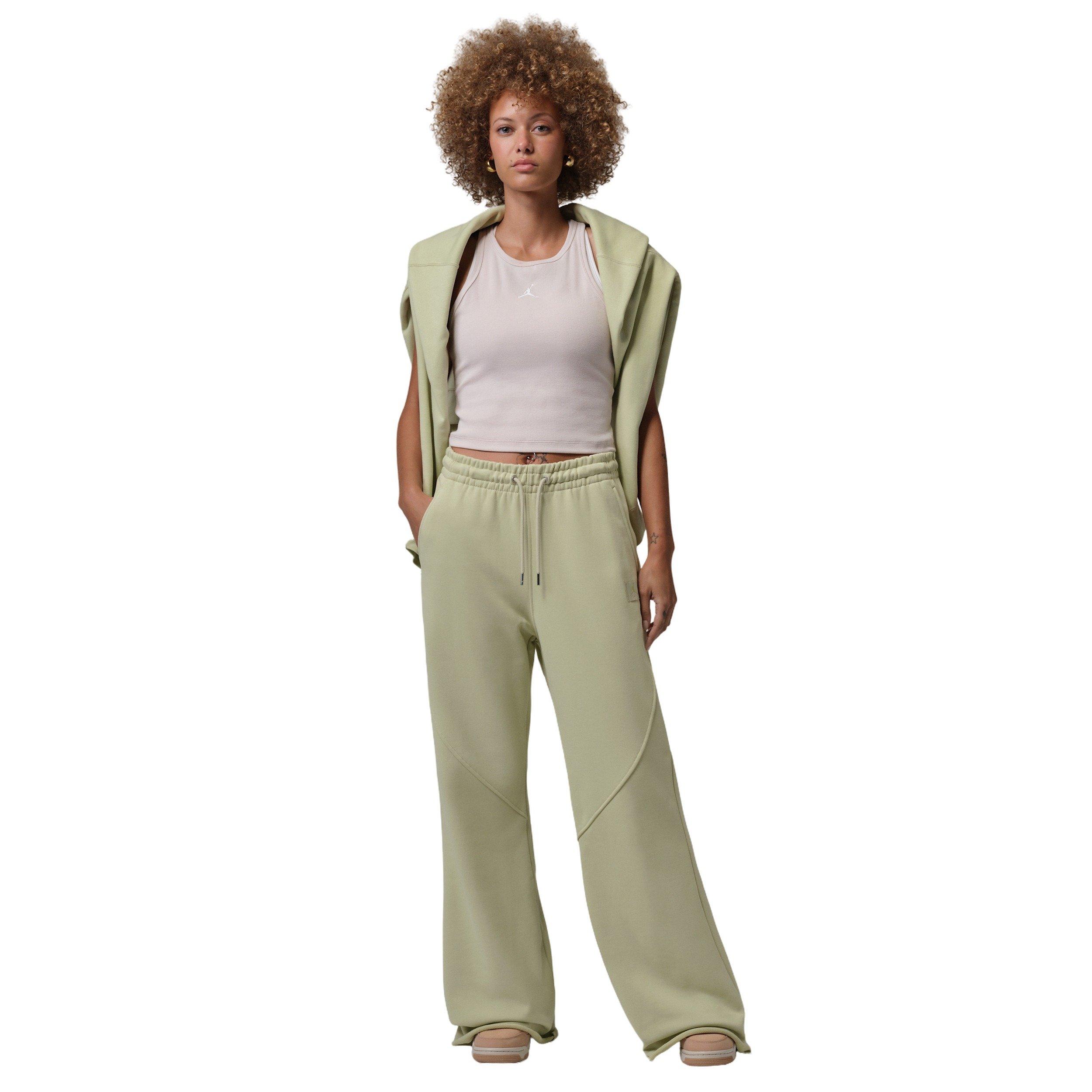 Jordan Women's French Terry Flared Pants - OLIVE Thumbnail View 4
