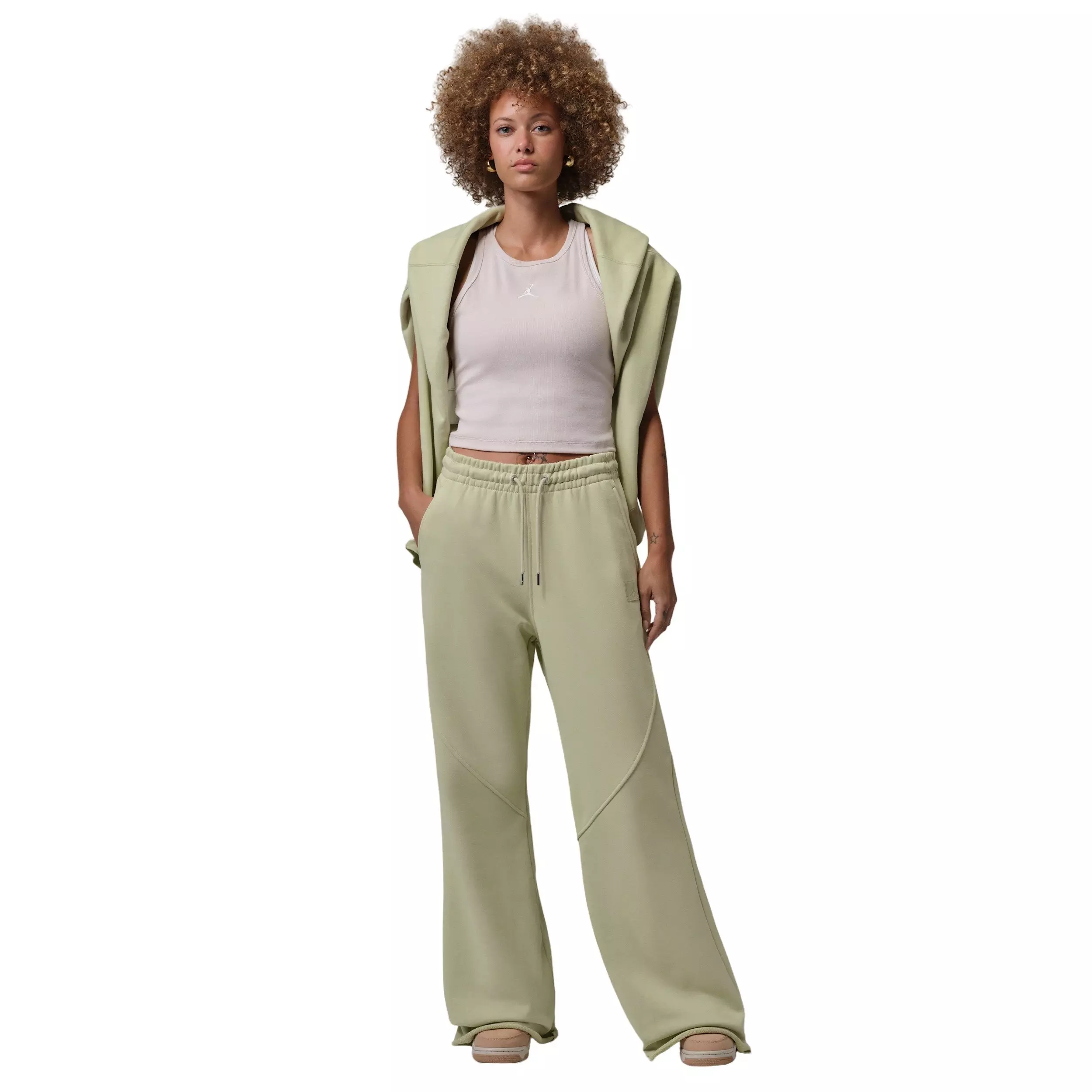 Jordan Women's French Terry Flared Pants - OLIVE