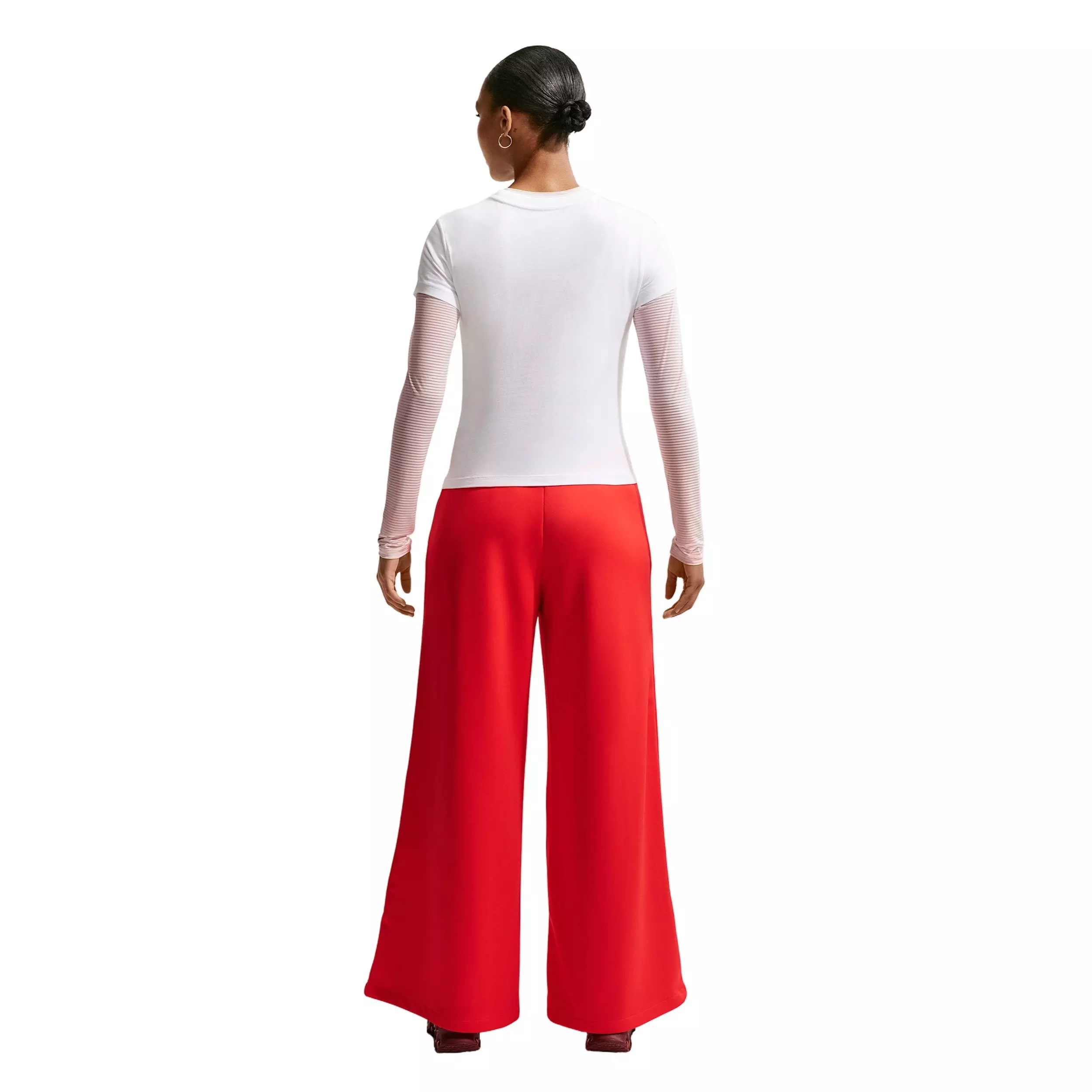 Nike Women's Sportswear Mid-Rise Wide-Leg Track Pants - CRIMSON