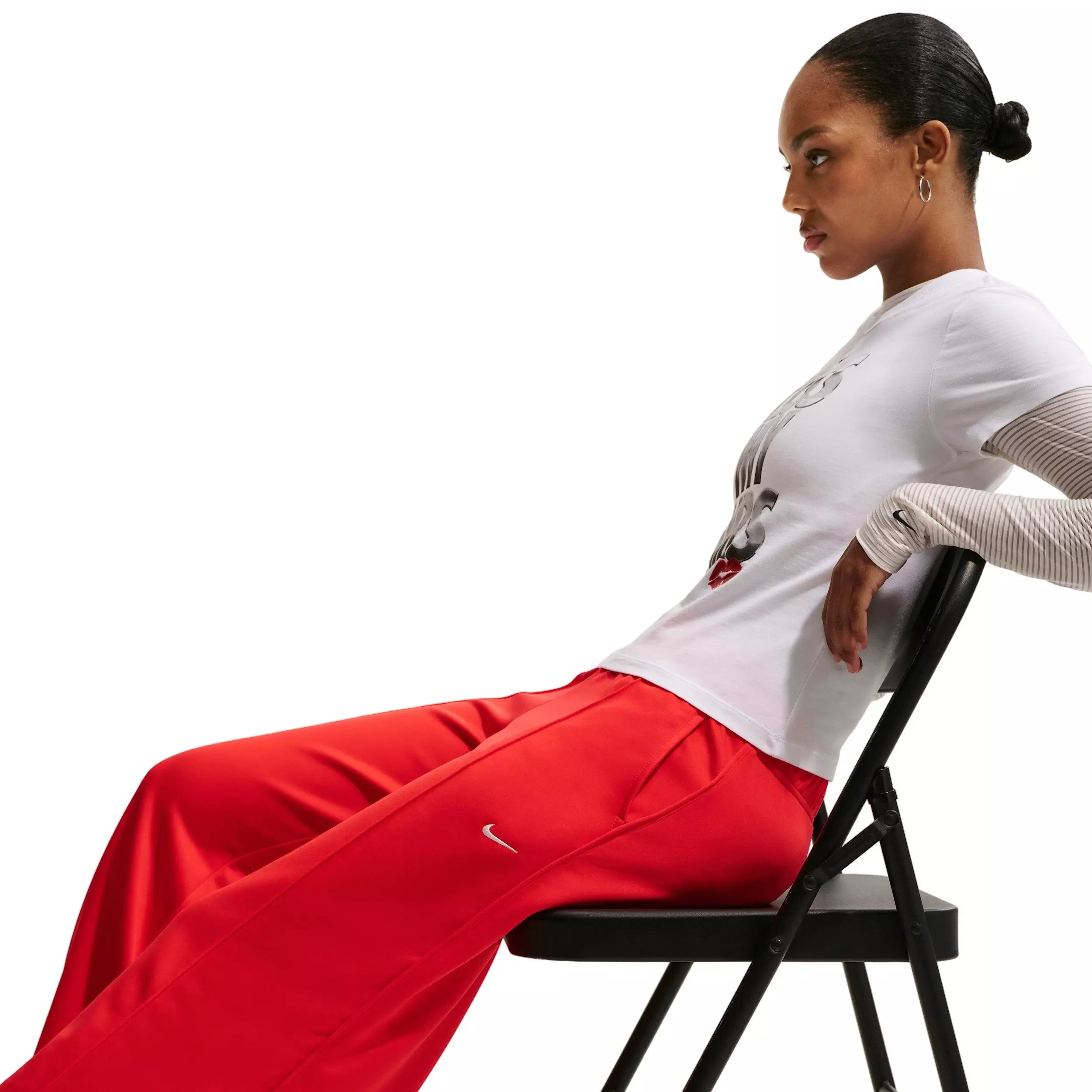 Nike Women's Sportswear Mid-Rise Wide-Leg Track Pants - CRIMSON