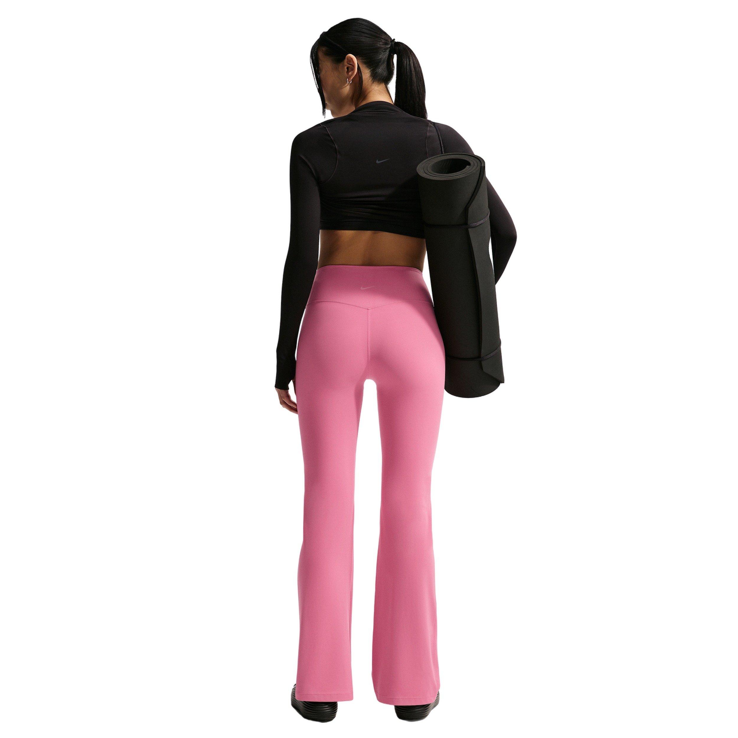 Nike Women's Zenvy High-Waisted Flared Leggings with No Front Seam - PINK/WHITE Thumbnail View 2