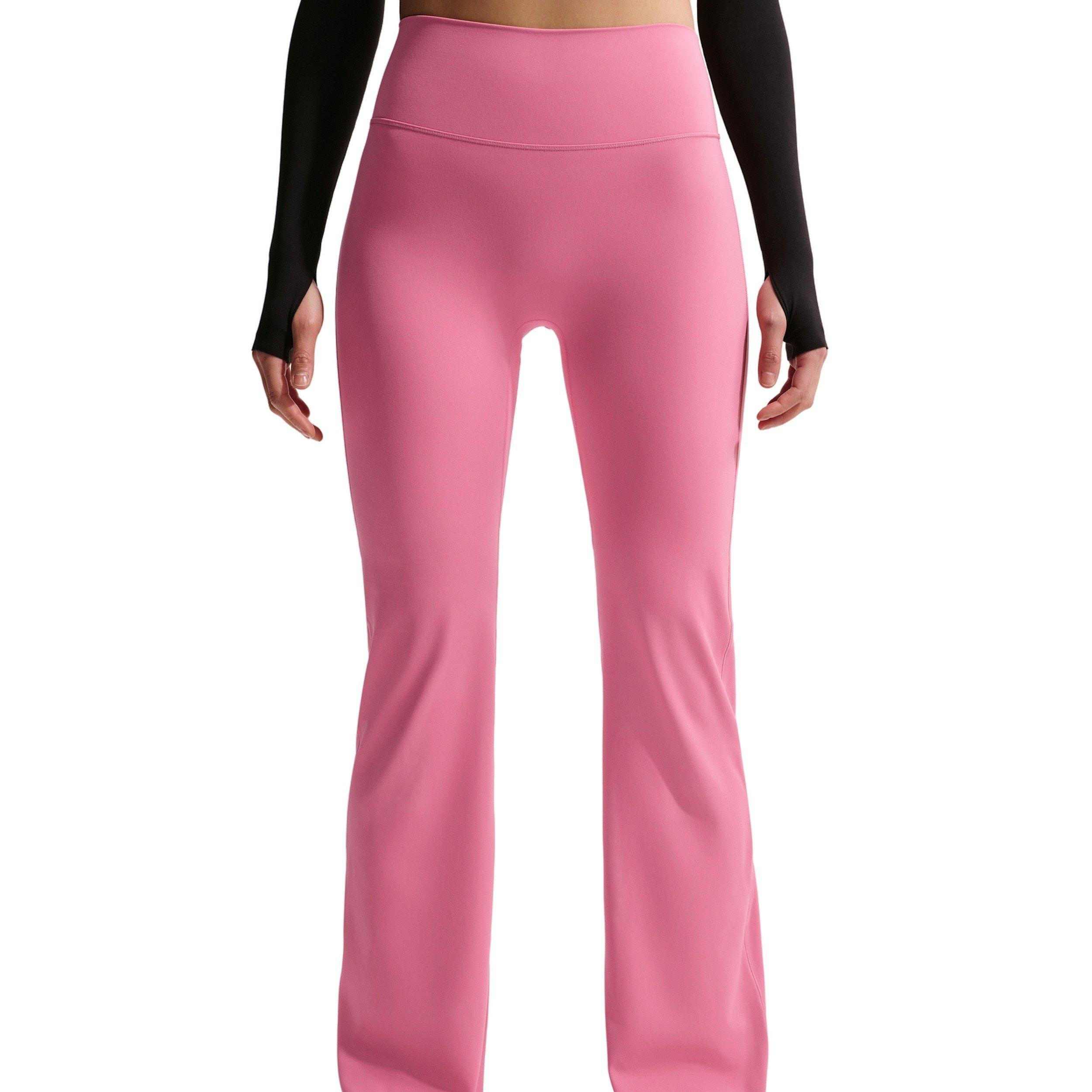 Nike Women's Zenvy High-Waisted Flared Leggings with No Front Seam - PINK/WHITE Thumbnail View 3
