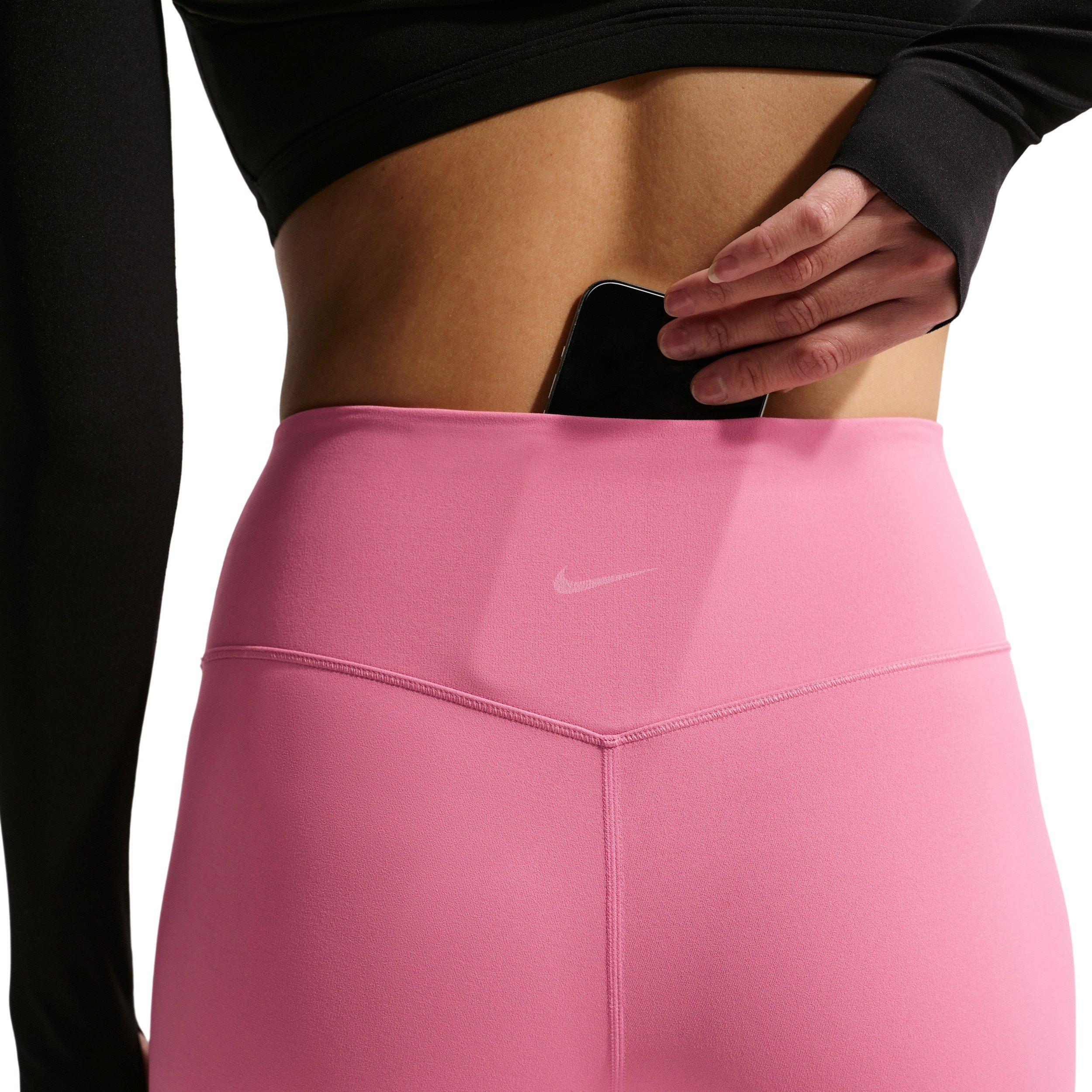 Nike Women's Zenvy High-Waisted Flared Leggings with No Front Seam - PINK/WHITE Thumbnail View 6