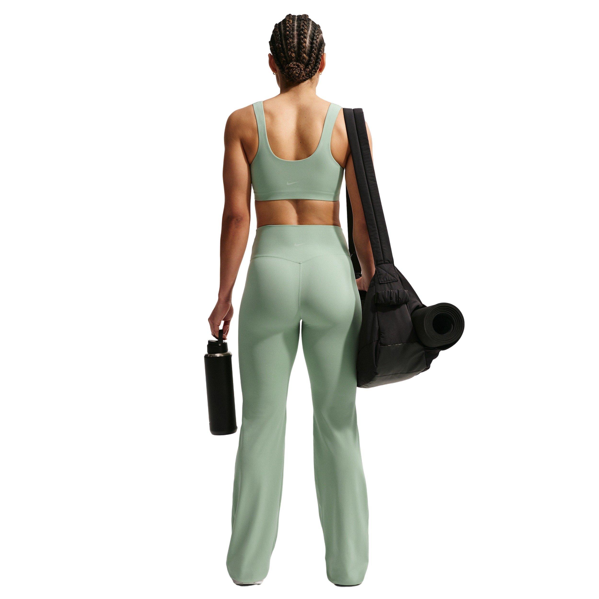Nike Women's Zenvy High-Waisted Flared Leggings with No Front Seam - GREEN/WHITE Thumbnail View 2