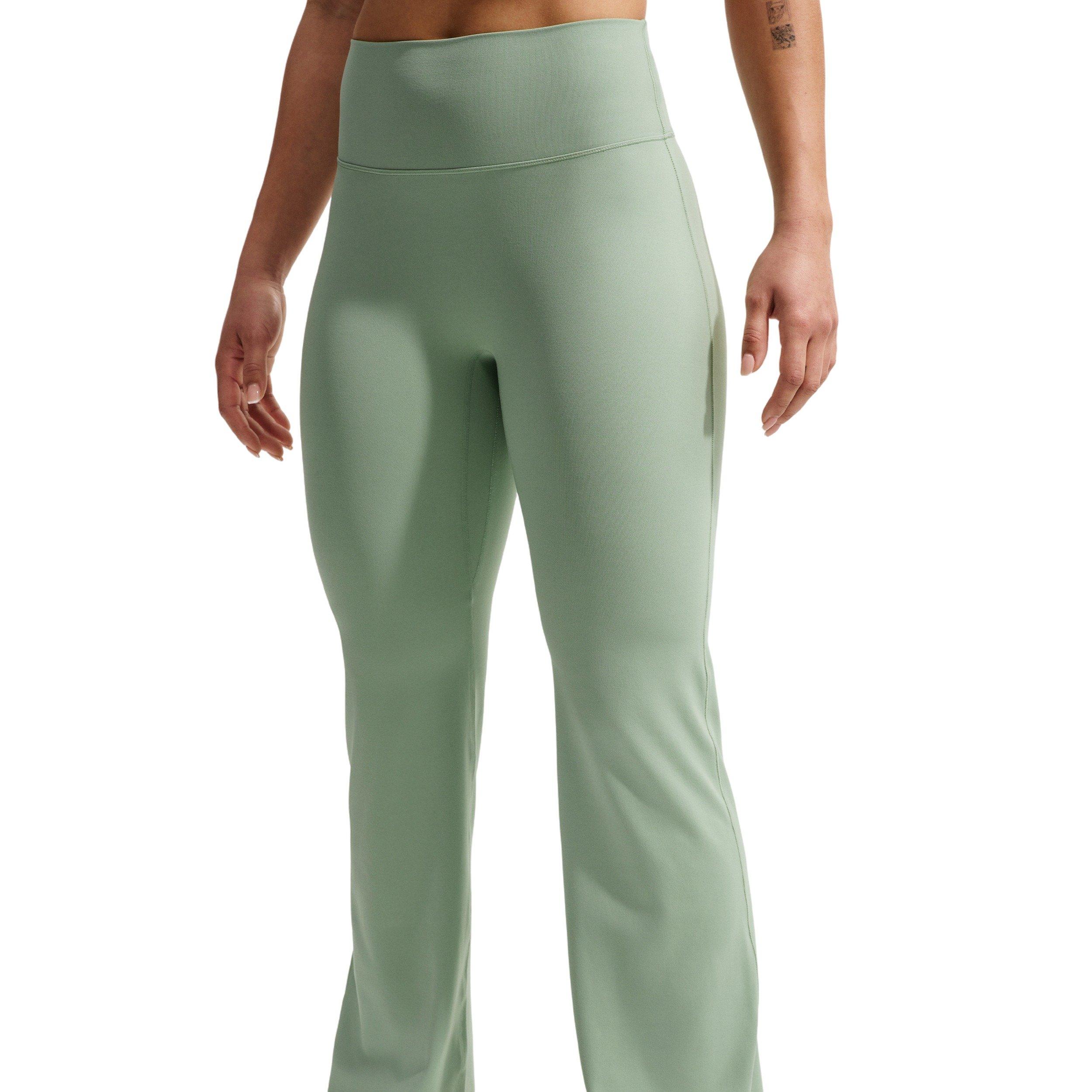 Nike Women's Zenvy High-Waisted Flared Leggings with No Front Seam - GREEN/WHITE Thumbnail View 3