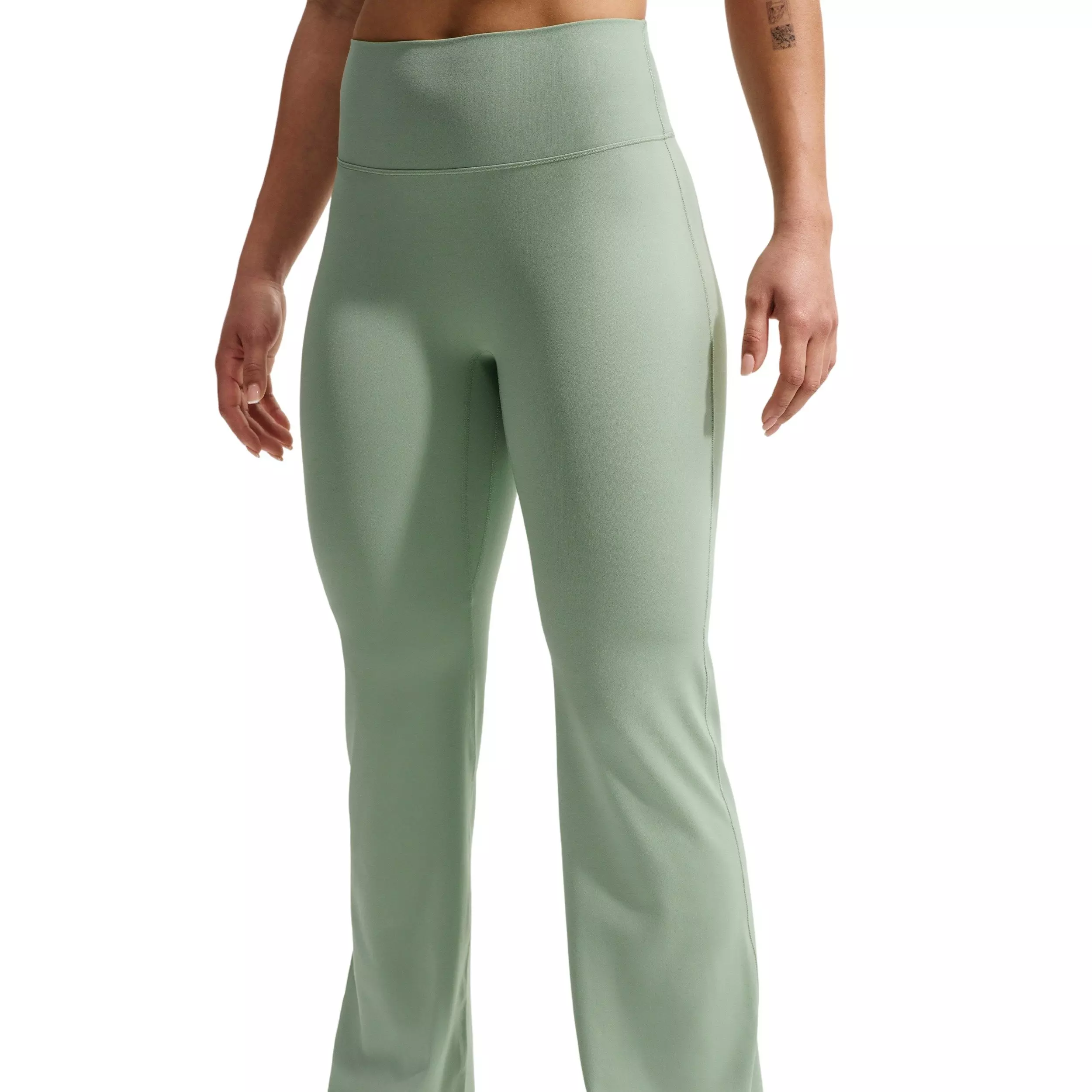 Nike Women's Zenvy High-Waisted Flared Leggings with No Front Seam - GREEN/WHITE