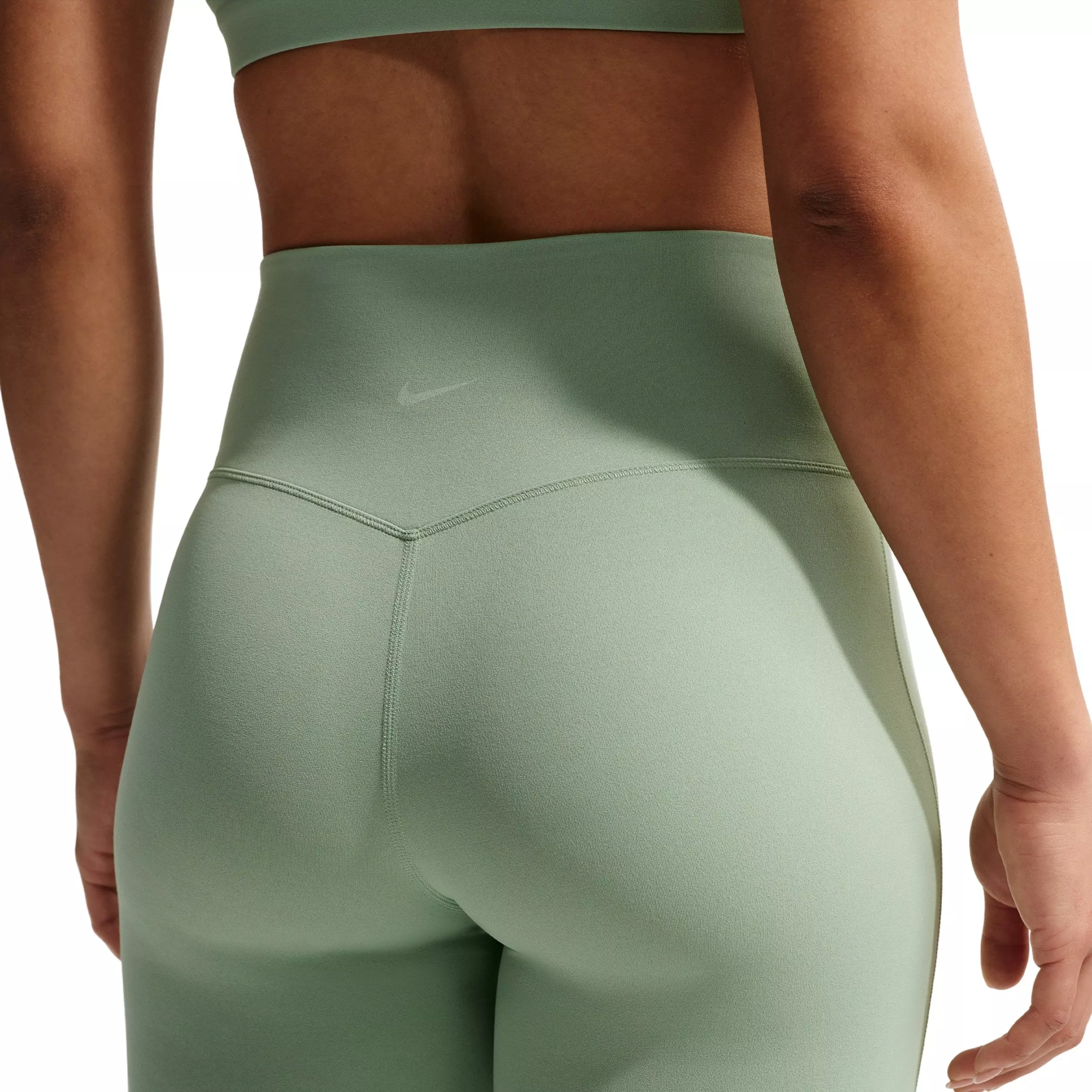 Nike Women's Zenvy High-Waisted Flared Leggings with No Front Seam - GREEN/WHITE