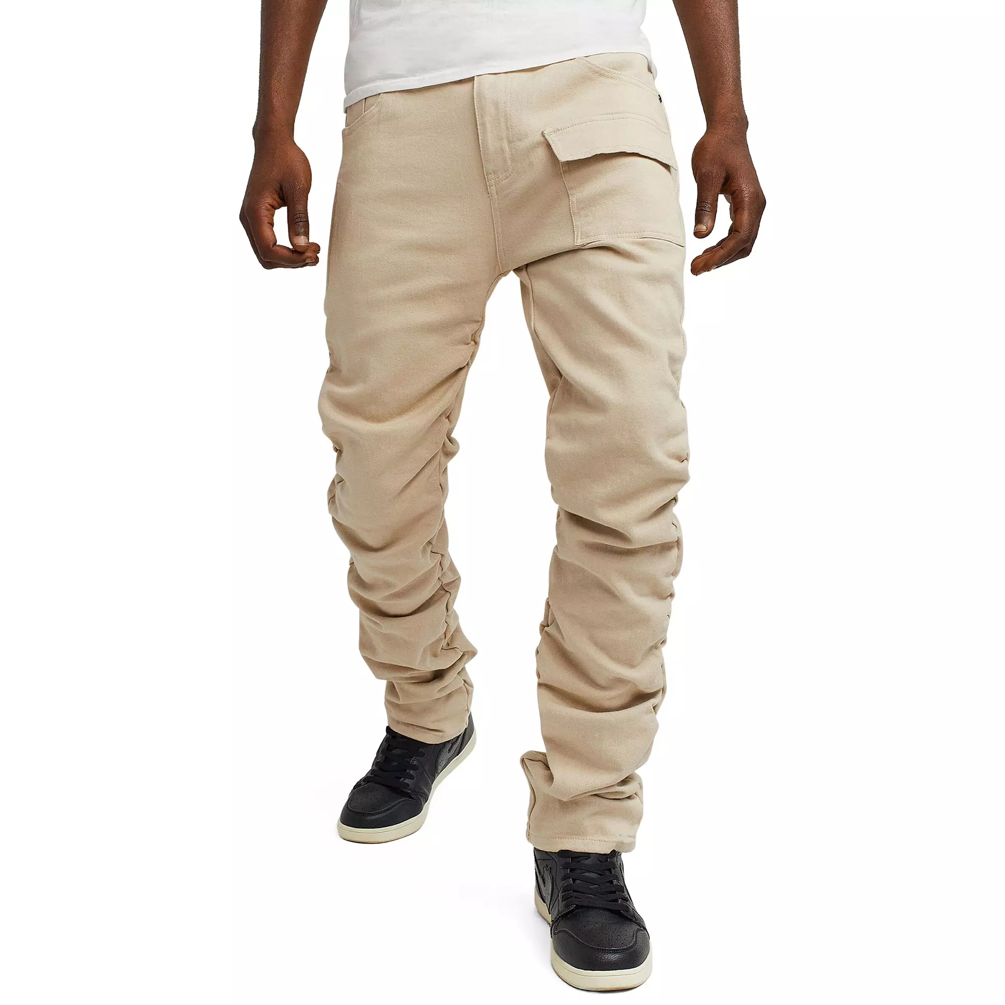 Reason Men's Reynolds Ruched Regular Fit Khaki Wash Jeans - KHAKI
