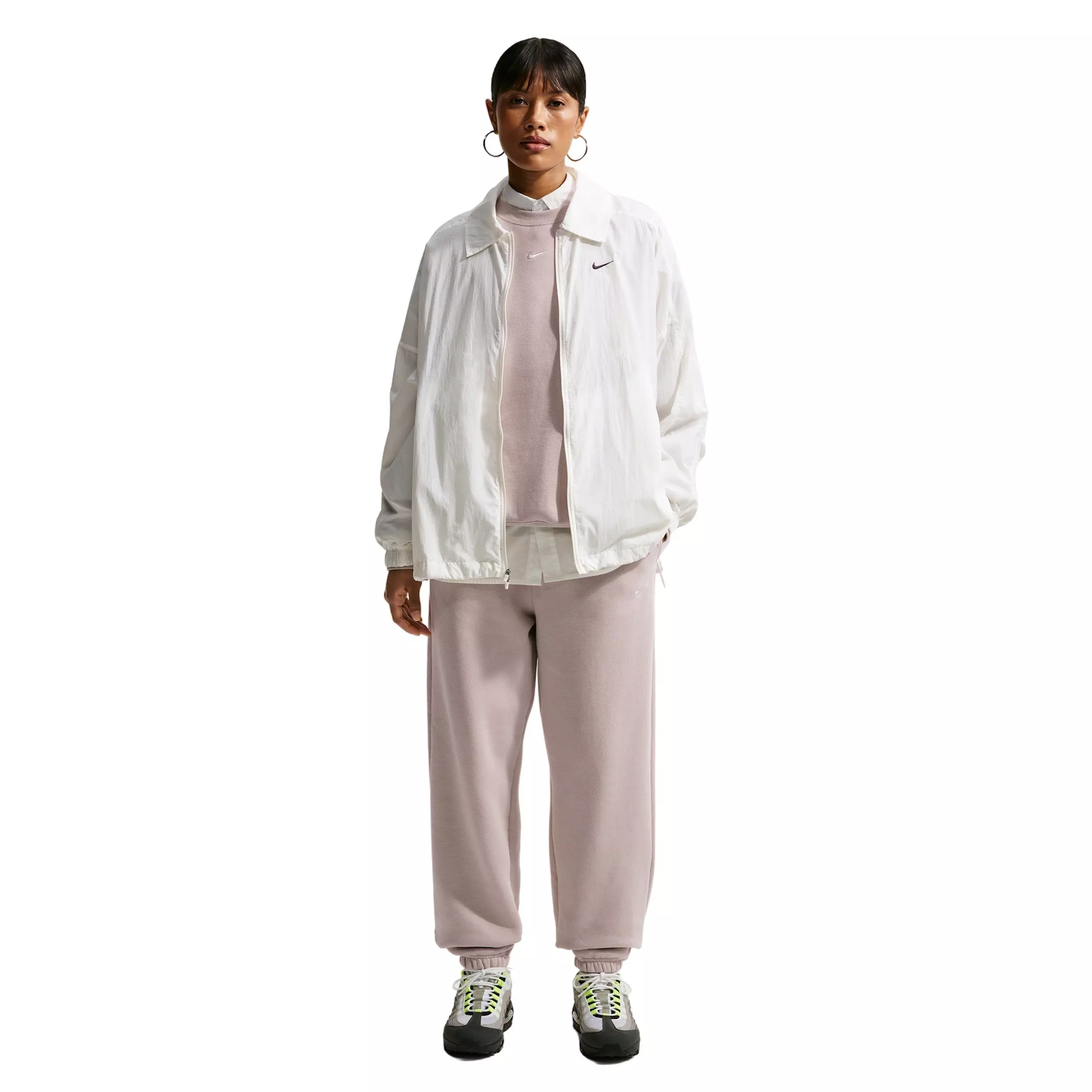 Nike Women's Studio Fleece Med-Weight High-Rise Oversized Cuff Pants - CREAM