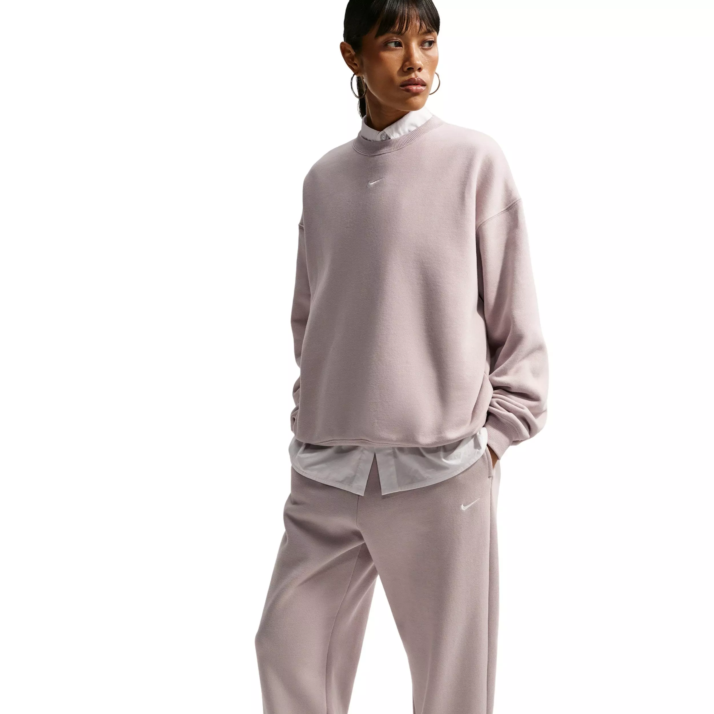 Nike Women's Studio Fleece Med-Weight High-Rise Oversized Cuff Pants - CREAM