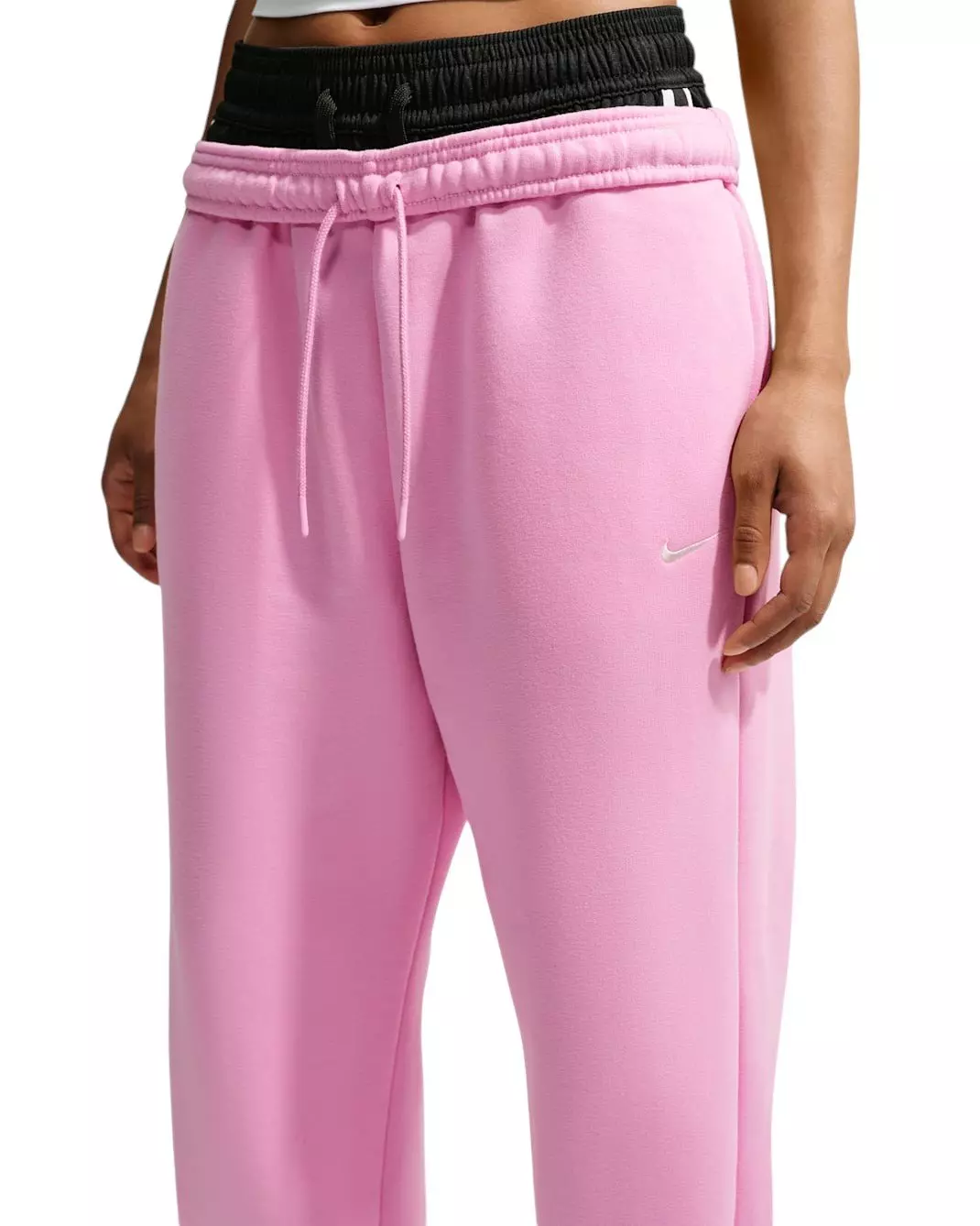 Nike Women's Studio Fleece Med-Weight High-Rise Oversized Cuff Pants - PINK