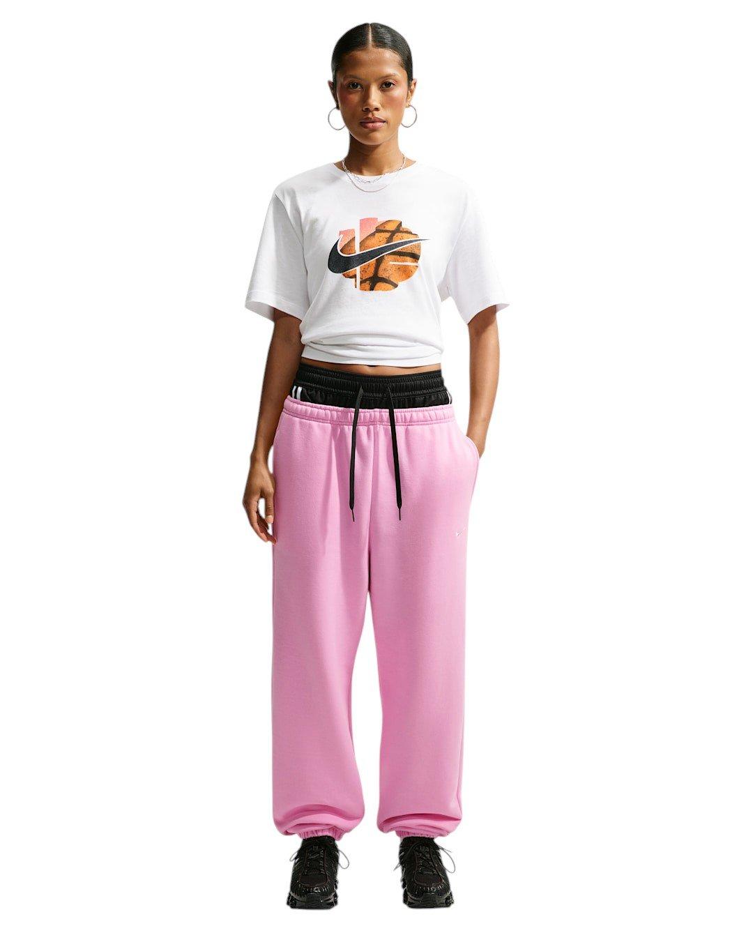 Nike Women's Studio Fleece Med-Weight High-Rise Oversized Cuff Pants - PINK