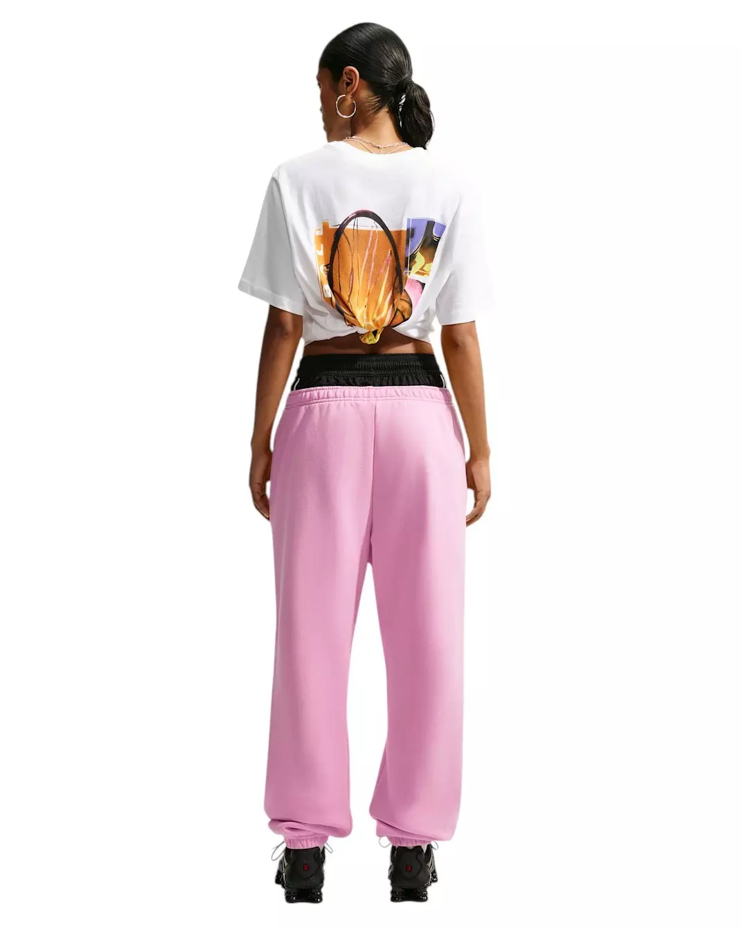 Nike Women's Studio Fleece Med-Weight High-Rise Oversized Cuff Pants - PINK