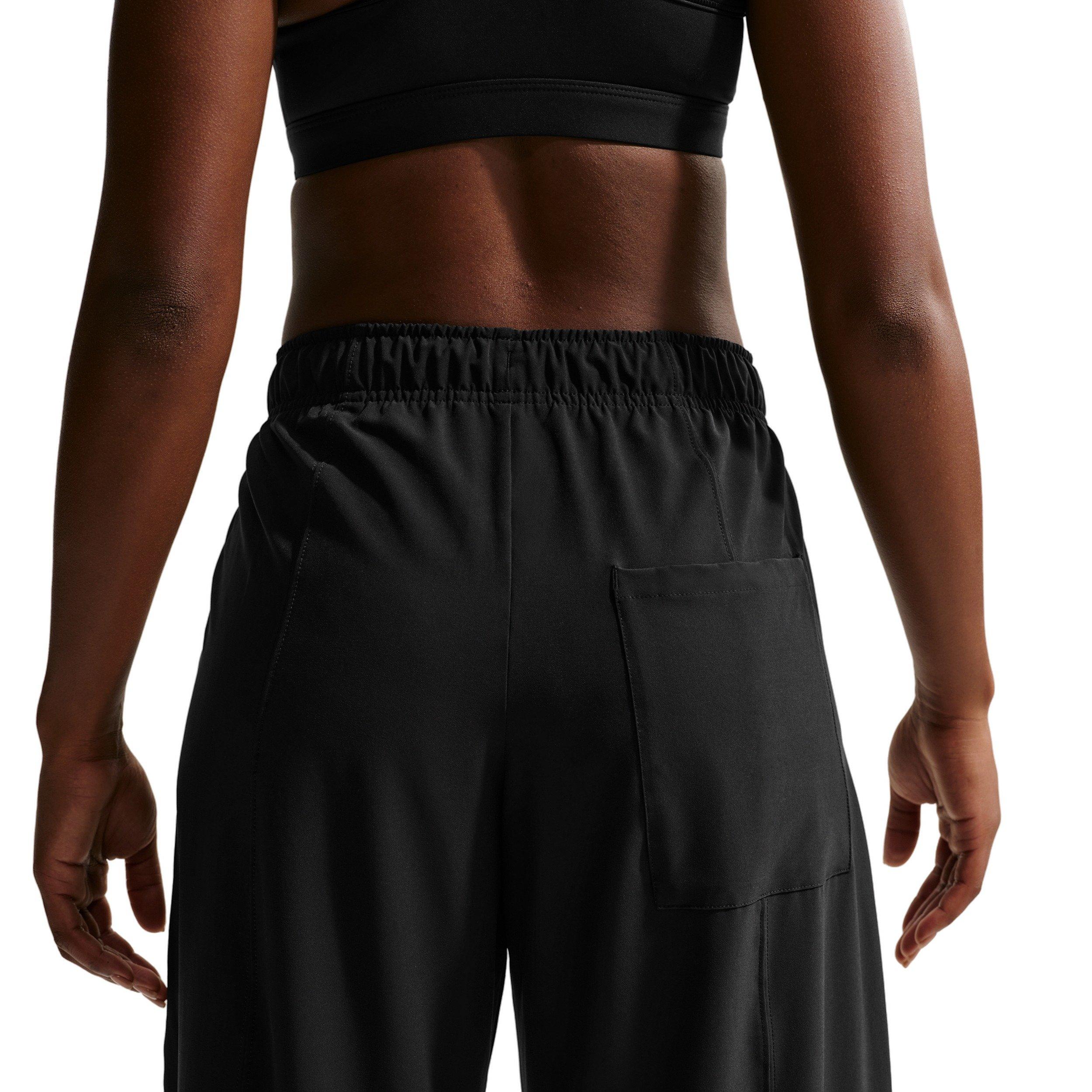 Nike Women's One Dri-FIT Woven Wide-Leg Pants - BLACK/WHITE Thumbnail View 4