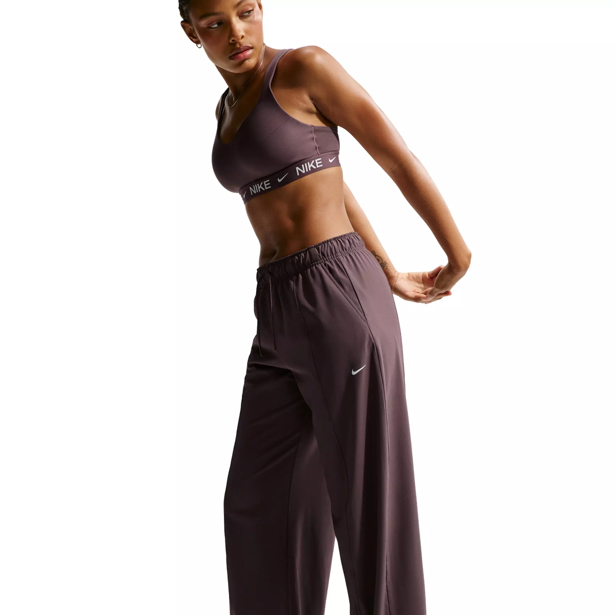 Nike Women's One Dri-FIT Woven Wide-Leg Pants - PURPLE/WHITE