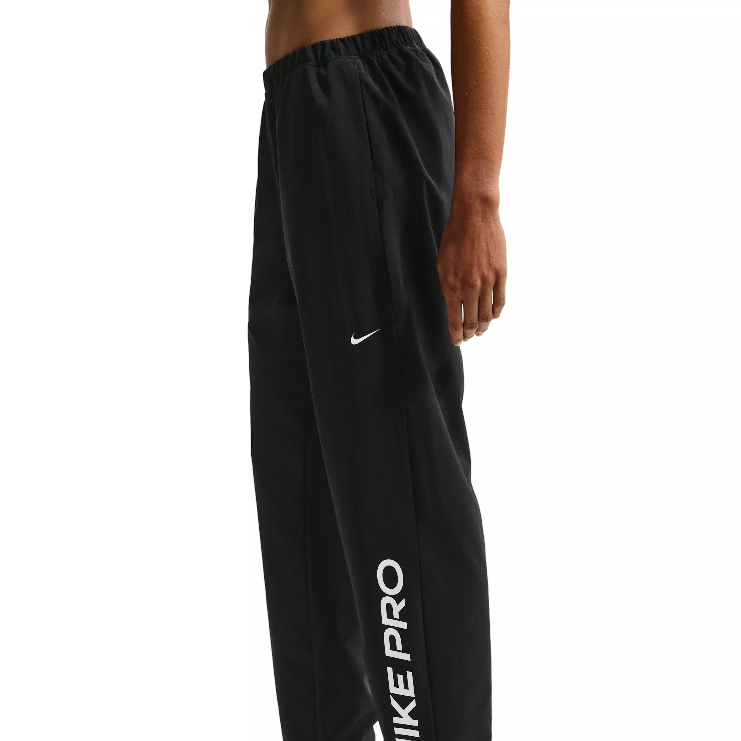 Nike Women's Pro 365 Dri-FIT Mid-Rise Woven Pants - Black/White - BLACK/WHITE