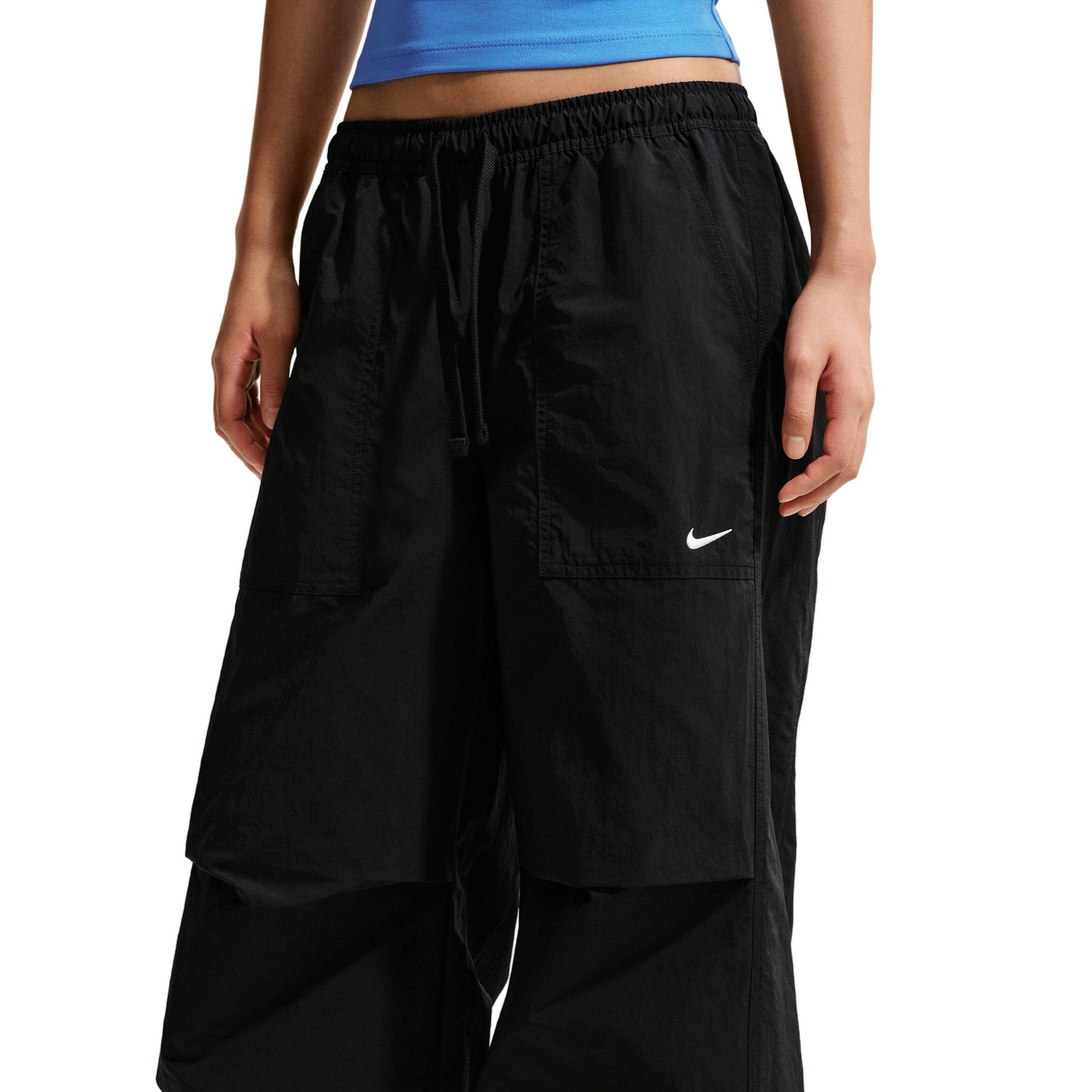Nike Women's Sportswear Loose Mid-Rise Structured Pants - BLACK/OFF-WHITE Thumbnail View 3