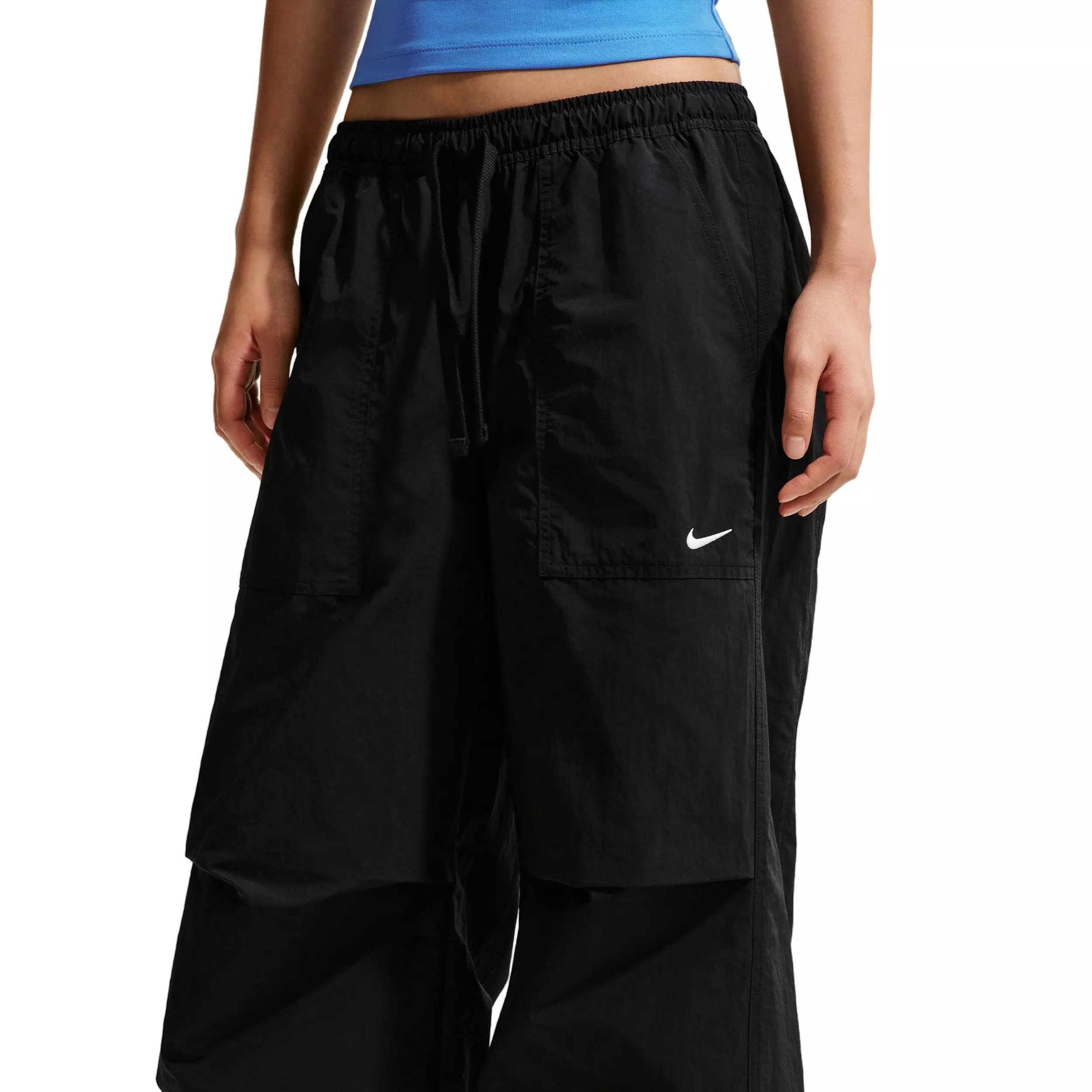 Nike Women's Sportswear Loose Mid-Rise Structured Pants - BLACK/OFF-WHITE
