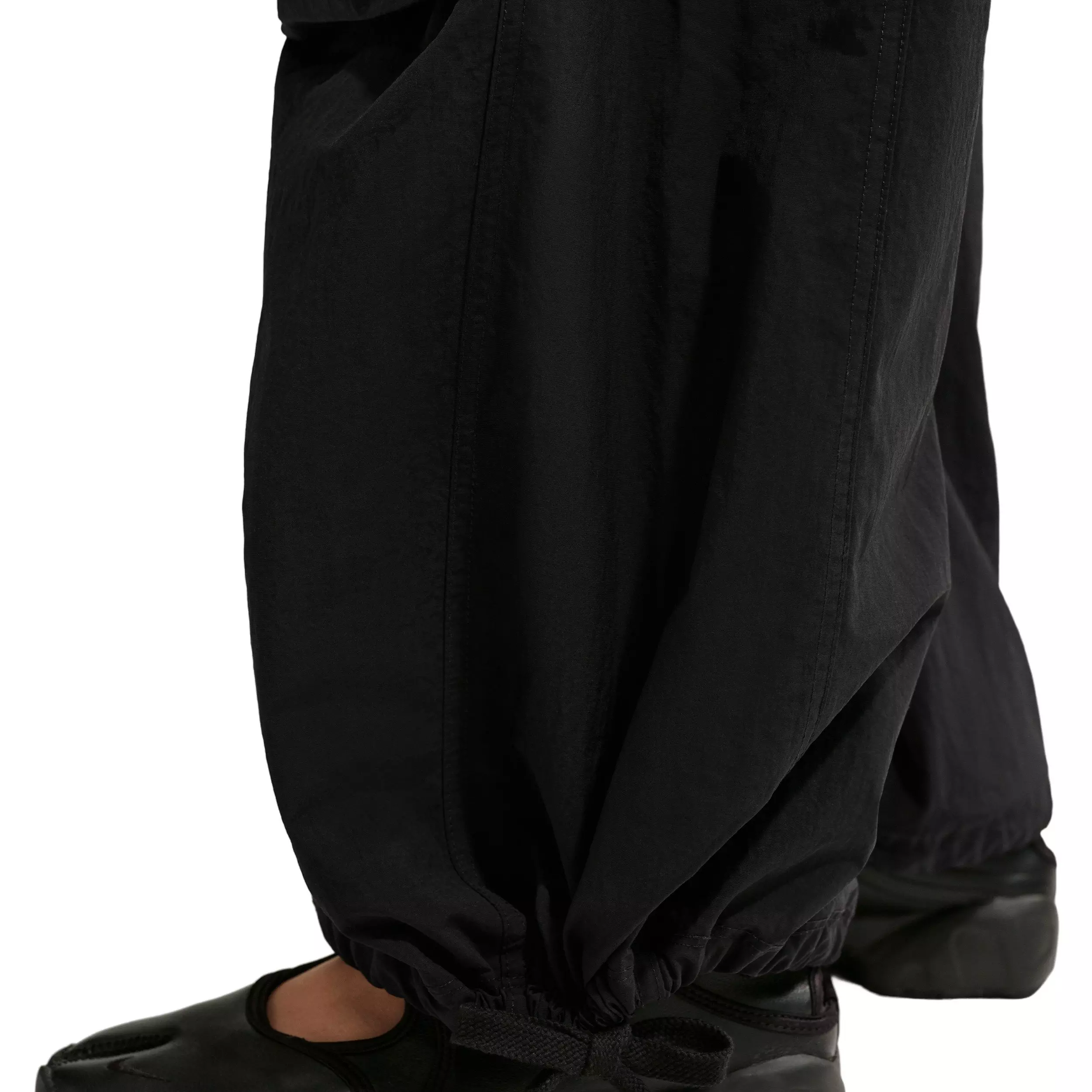 Nike Women's Sportswear Loose Mid-Rise Structured Pants - BLACK/OFF-WHITE