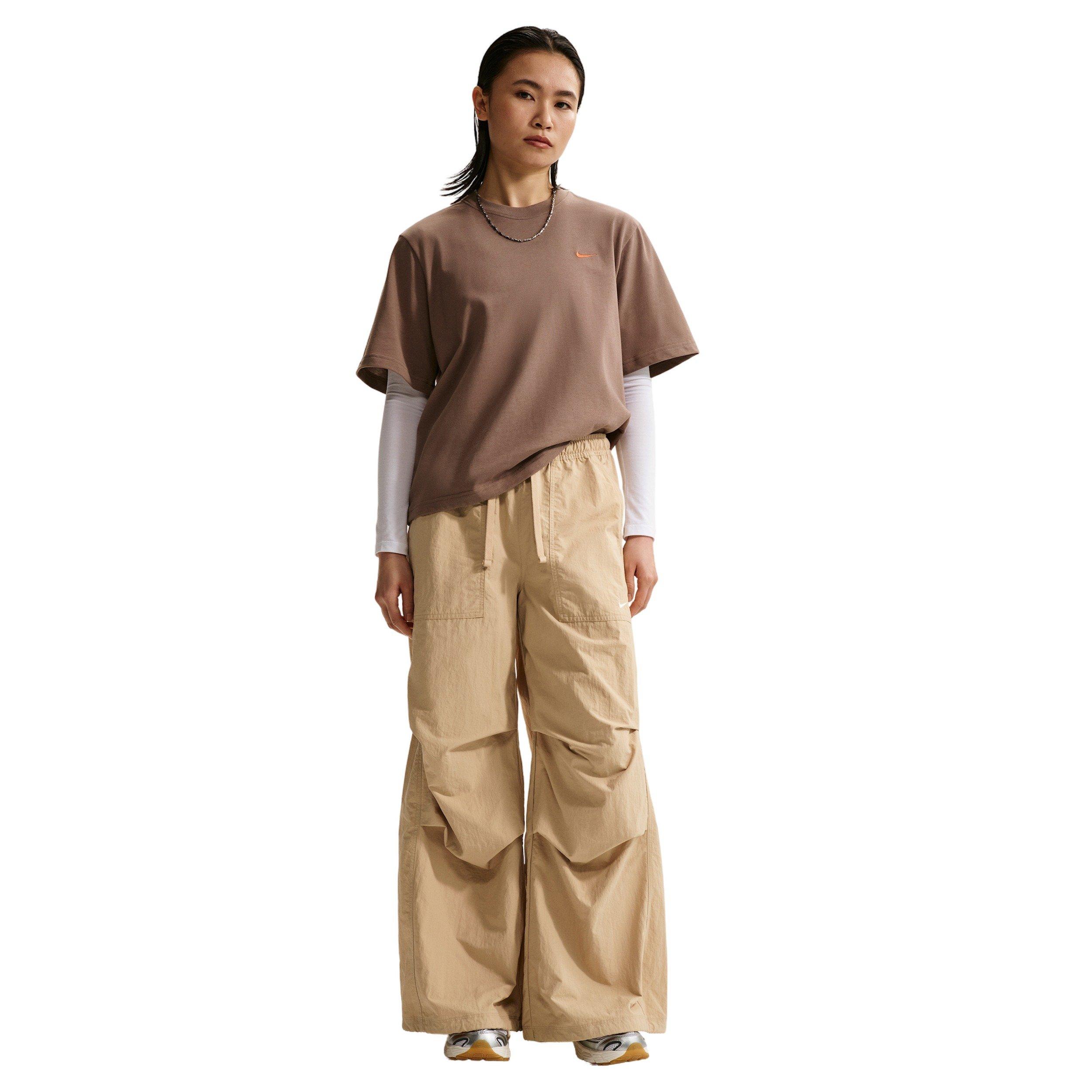 Nike Women's Sportswear Loose Mid-Rise Structured Pants - BEIGE Thumbnail View 1