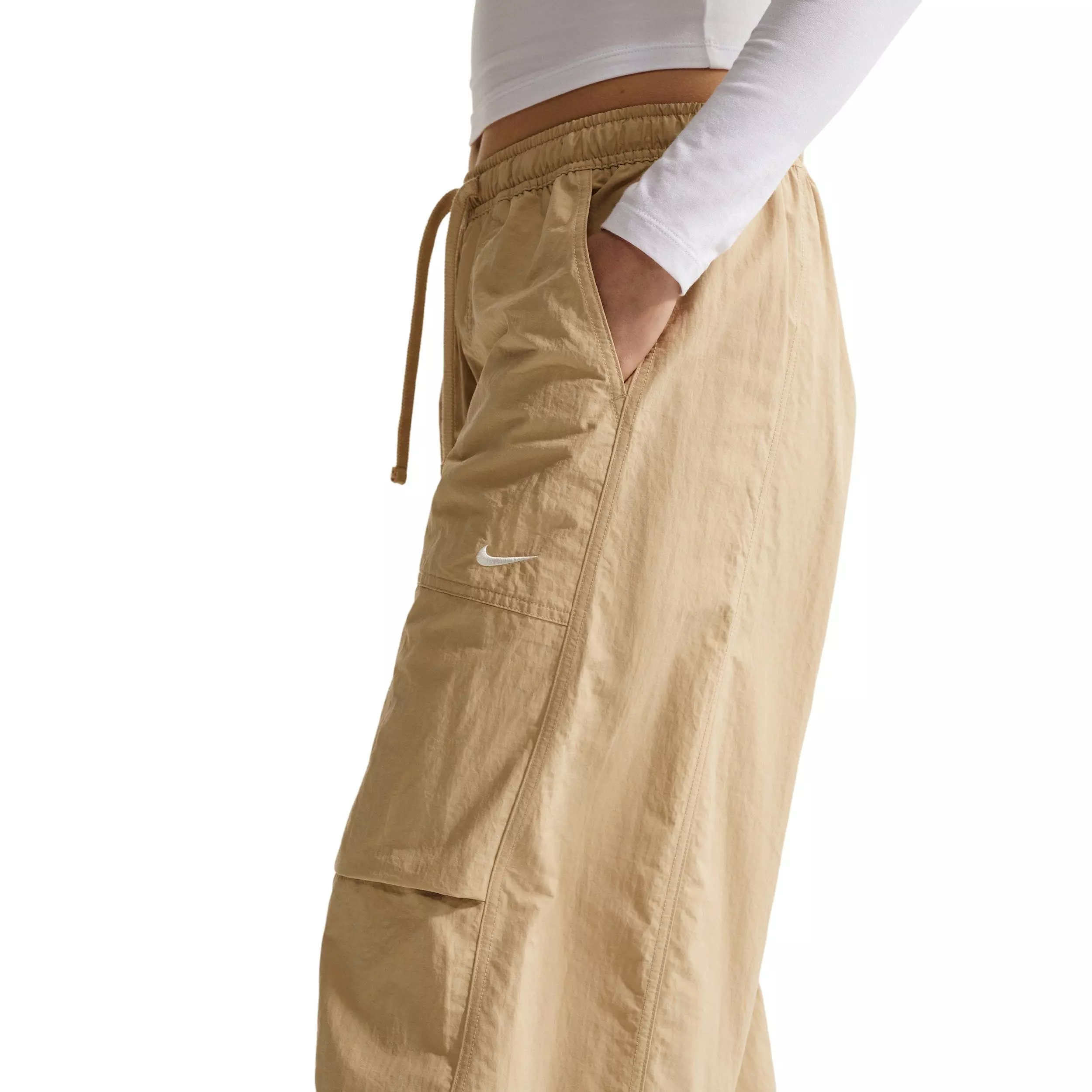 Nike Women's Sportswear Loose Mid-Rise Structured Pants - BEIGE