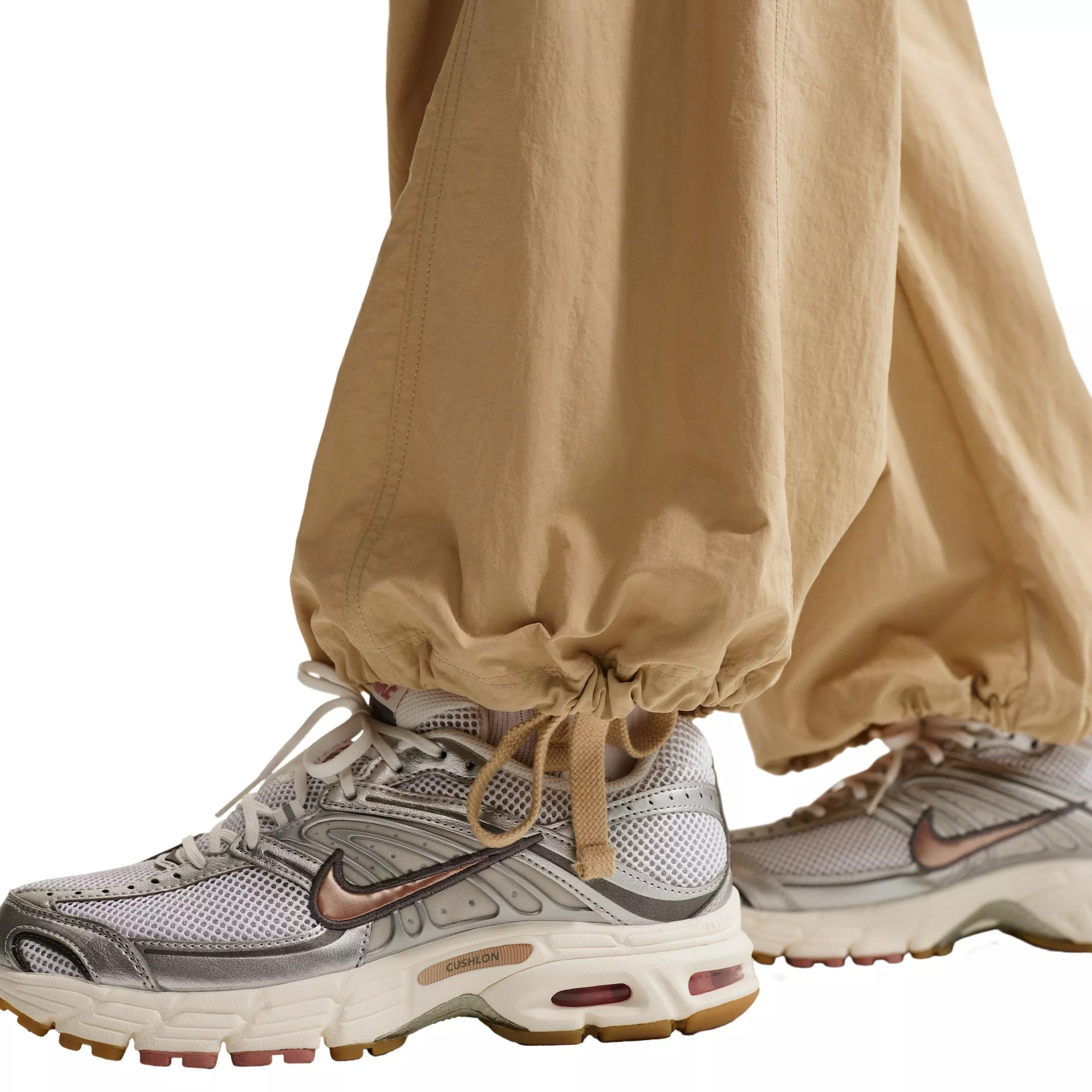 Nike Women's Sportswear Loose Mid-Rise Structured Pants - BEIGE