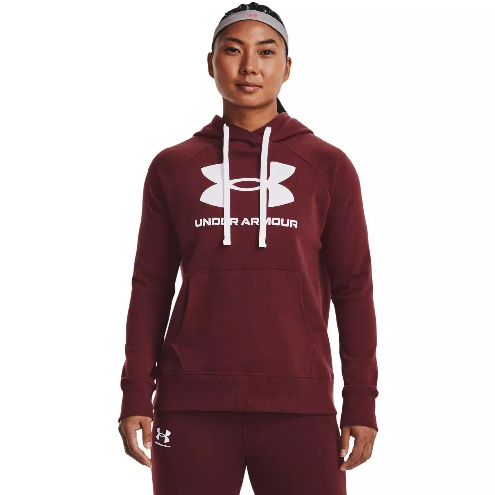 Under Armour Women's Rival Fleece Logo Pullover - BRICK