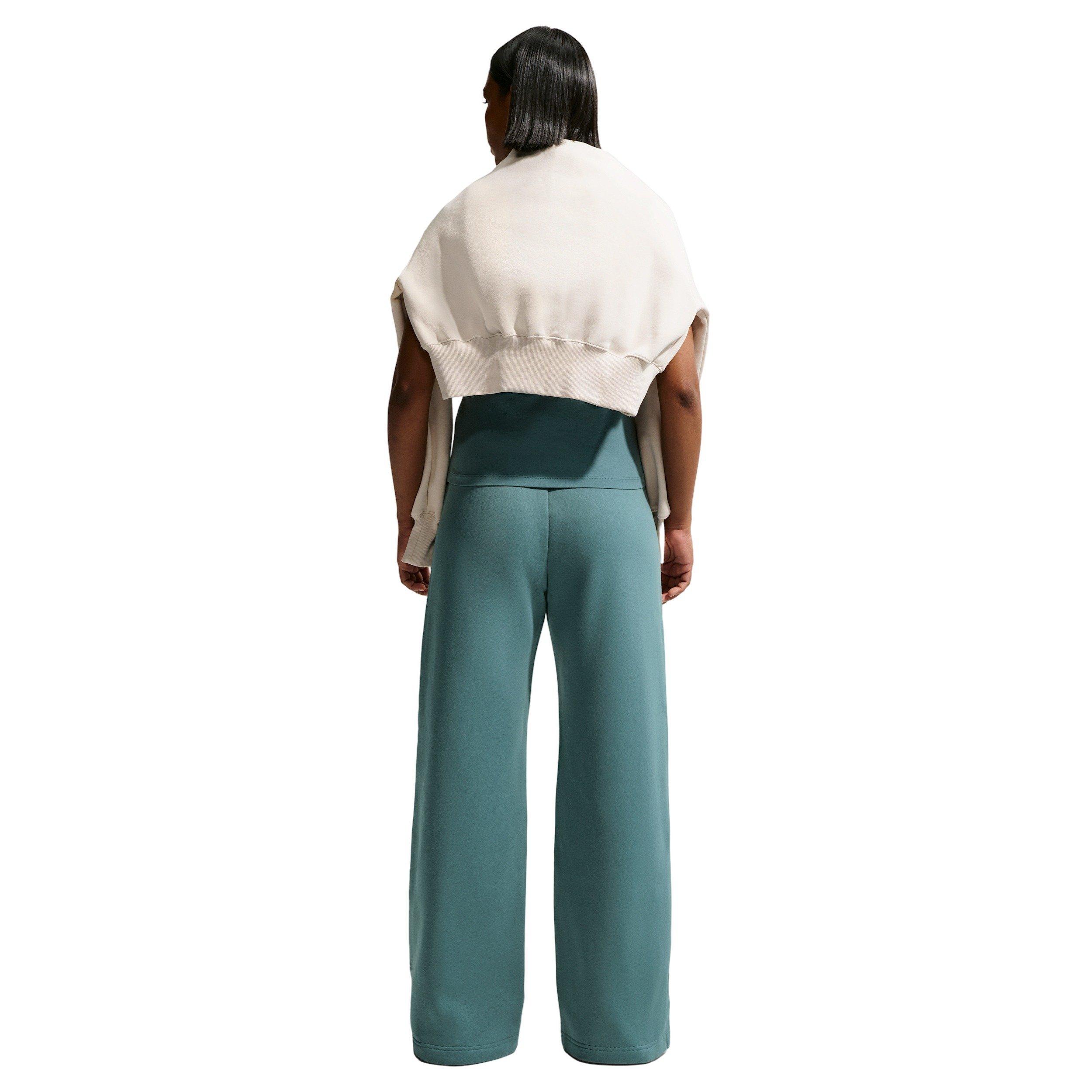 Nike Women's Sportswear Phoenix Fleece High-Waisted Wide-Leg Logo Sweatpants - GREEN Thumbnail View 2