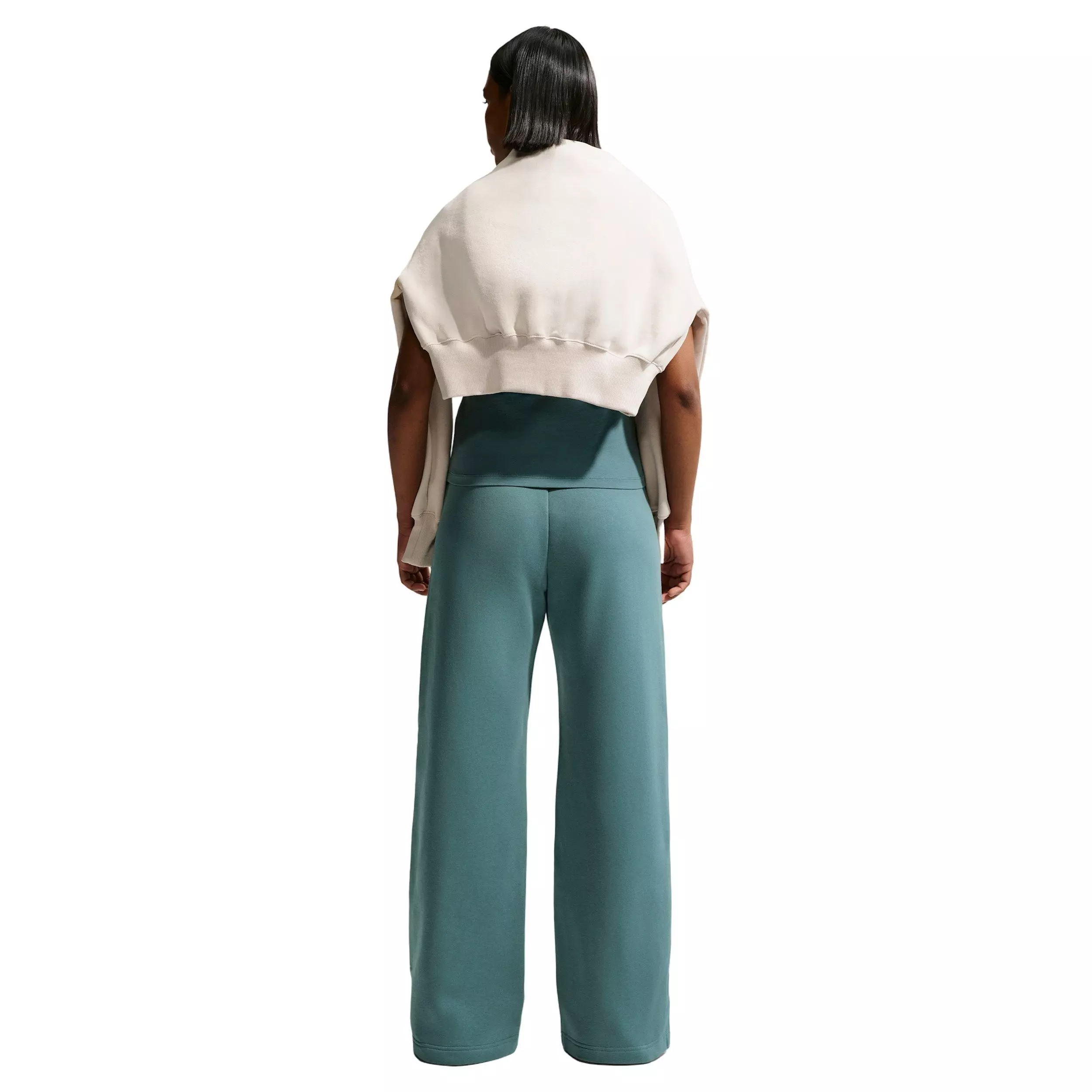 Nike Women's Sportswear Phoenix Fleece High-Waisted Wide-Leg Logo Sweatpants - GREEN