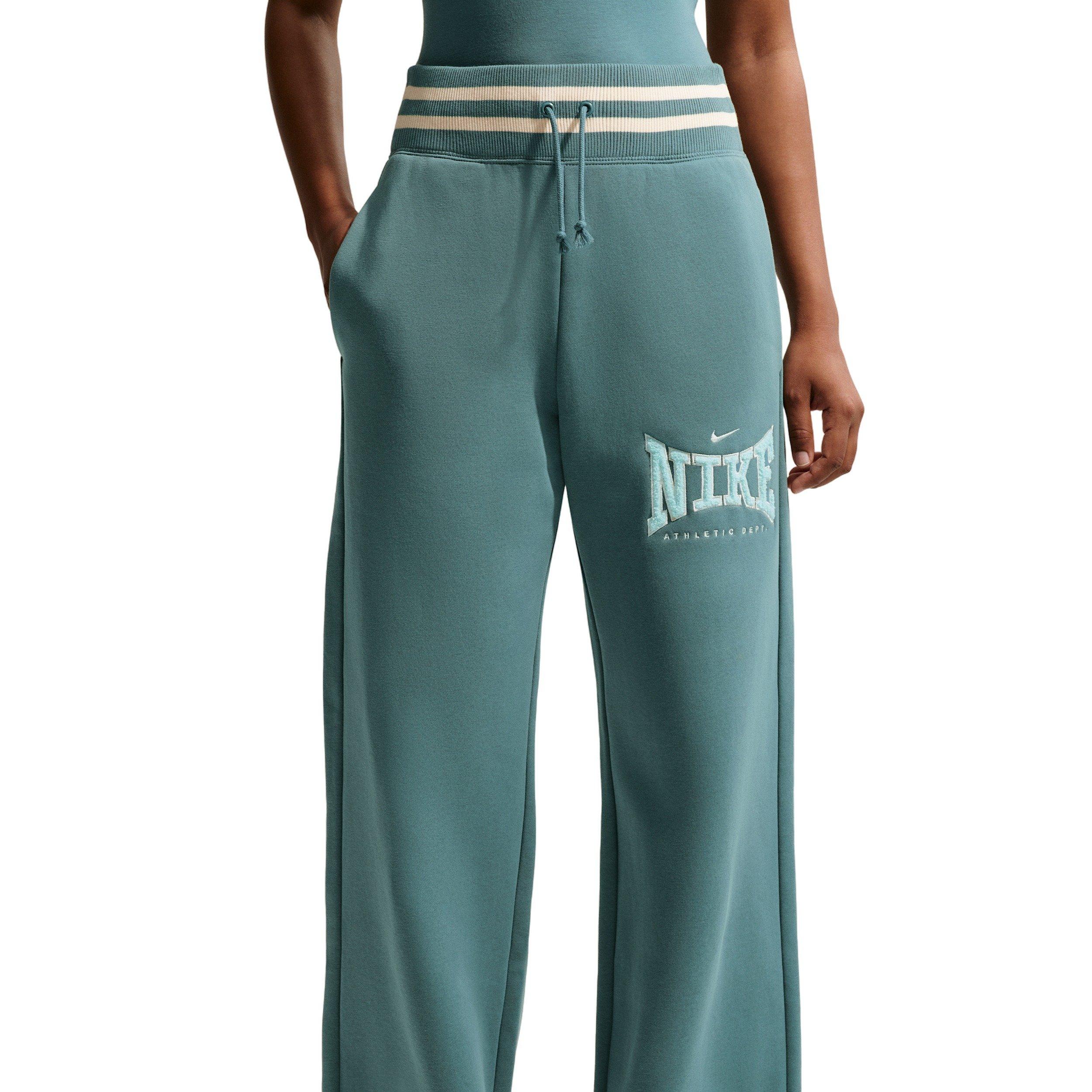 Nike Women's Sportswear Phoenix Fleece High-Waisted Wide-Leg Logo Sweatpants - GREEN Thumbnail View 3