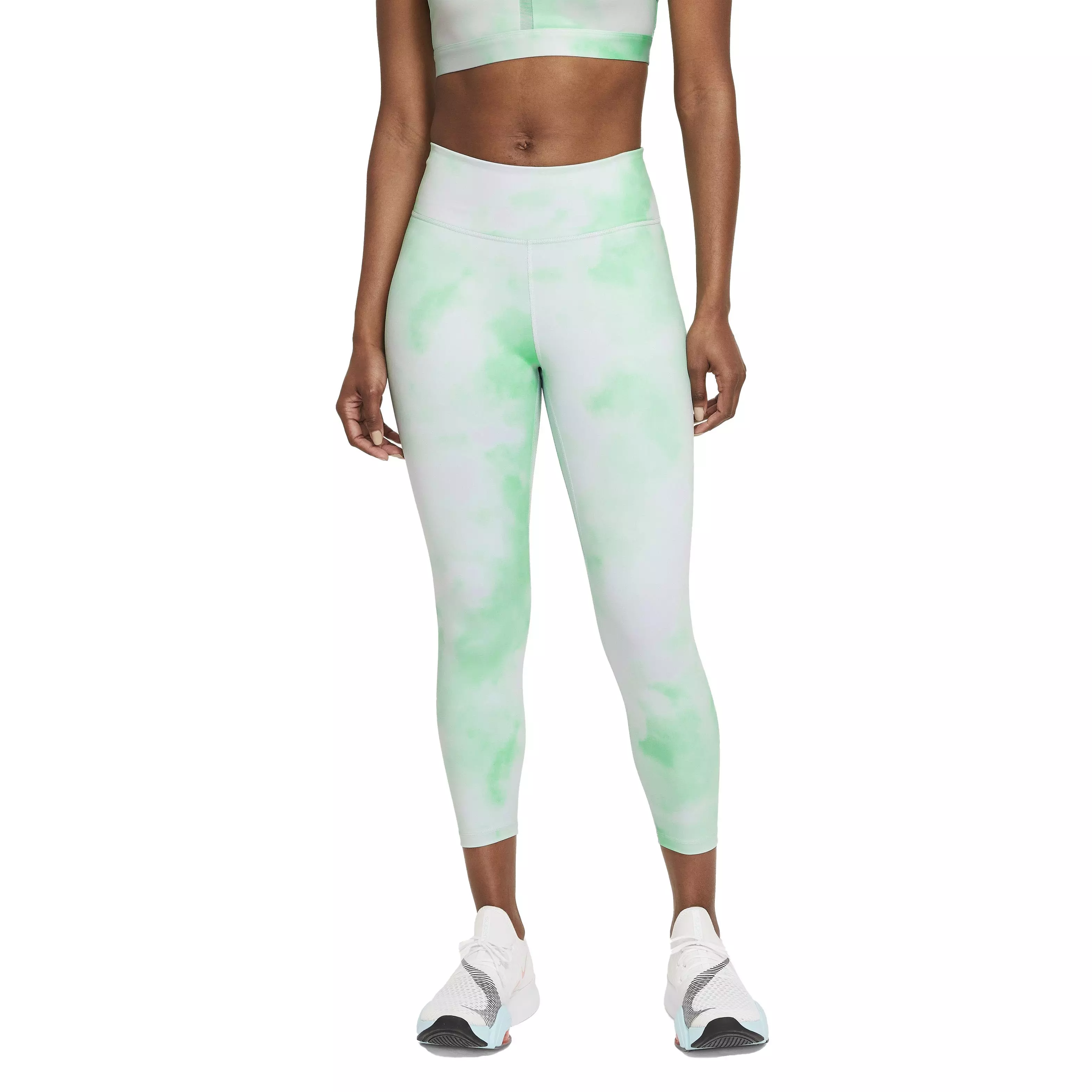 Nike Women's One Icon Clash Mid-Rise Crop Leggings - GREEN