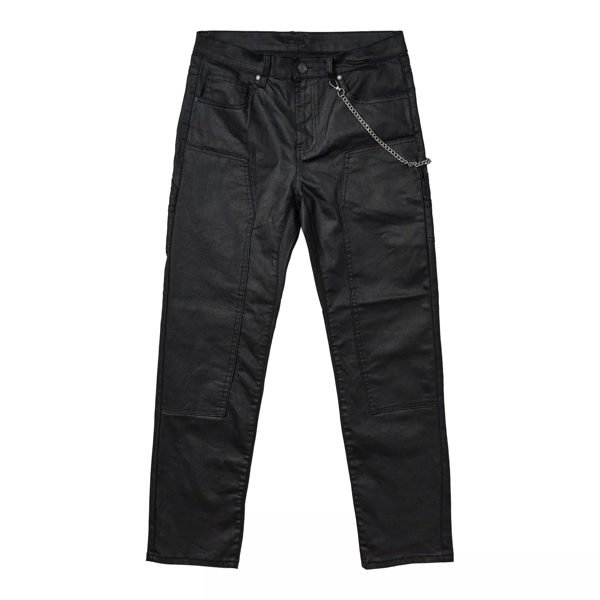 Reason Men's Stacked Flare Waxed Flare Fit Black Wash Jeans - BLACK