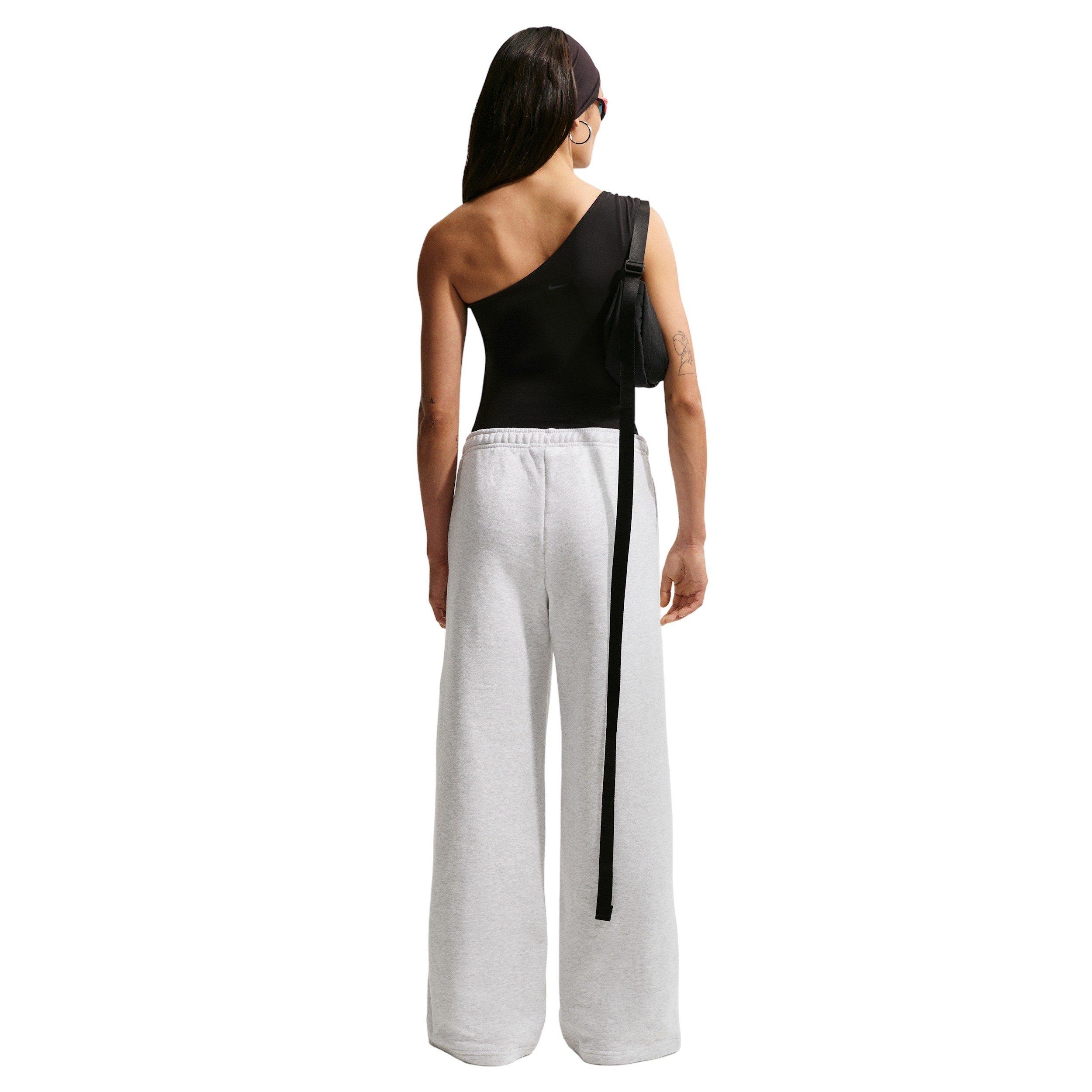 Nike Women's Studio Fleece Med-Weight Mid-Rise Wide-Leg Pants - BROWN/BLACK Thumbnail View 2