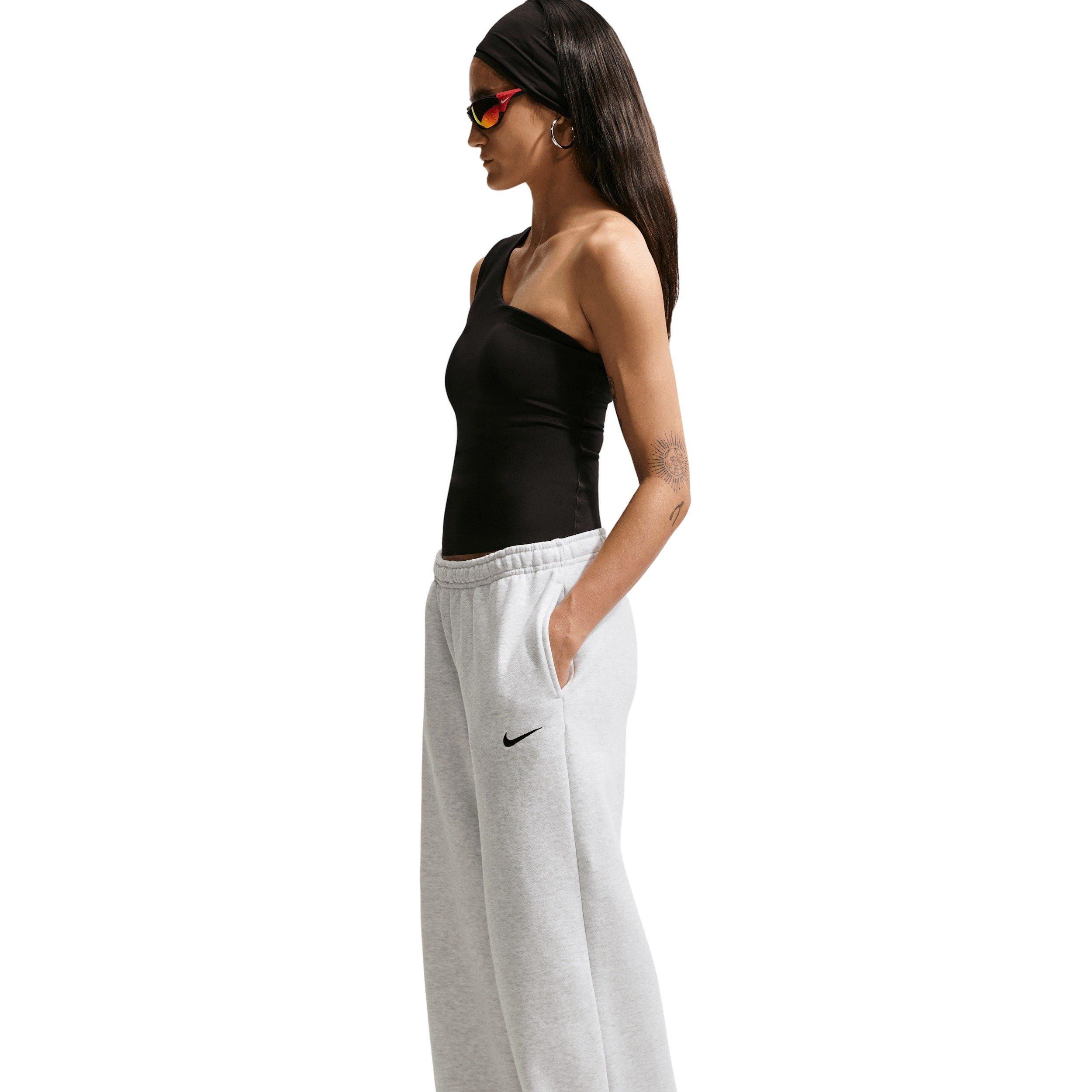 Nike Women's Studio Fleece Med-Weight Mid-Rise Wide-Leg Pants - BROWN/BLACK Thumbnail View 5