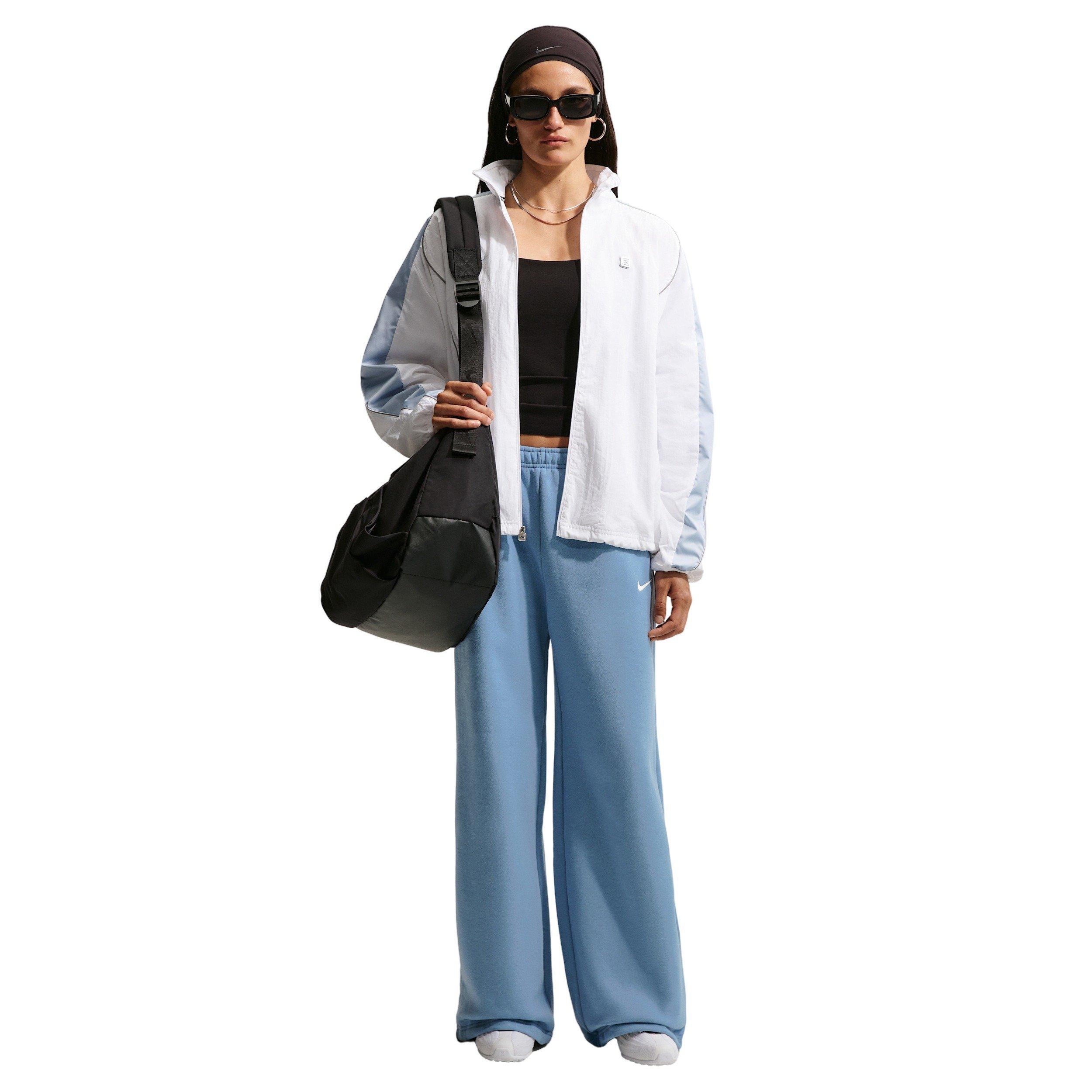 Nike Women's Studio Fleece Med-Weight Mid-Rise Wide-Leg Pants - BLUE Thumbnail View 1