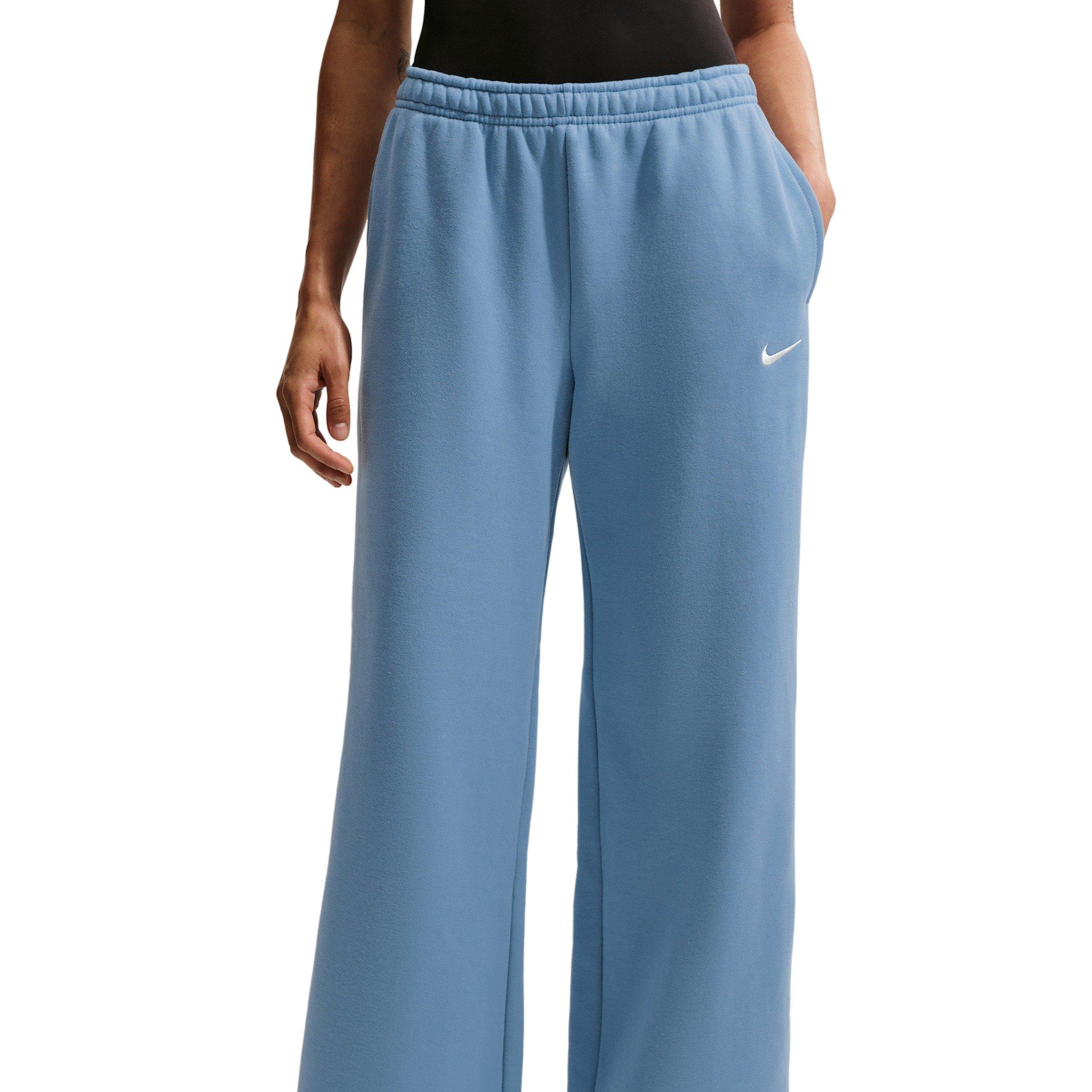 Nike Women's Studio Fleece Med-Weight Mid-Rise Wide-Leg Pants - BLUE Thumbnail View 3
