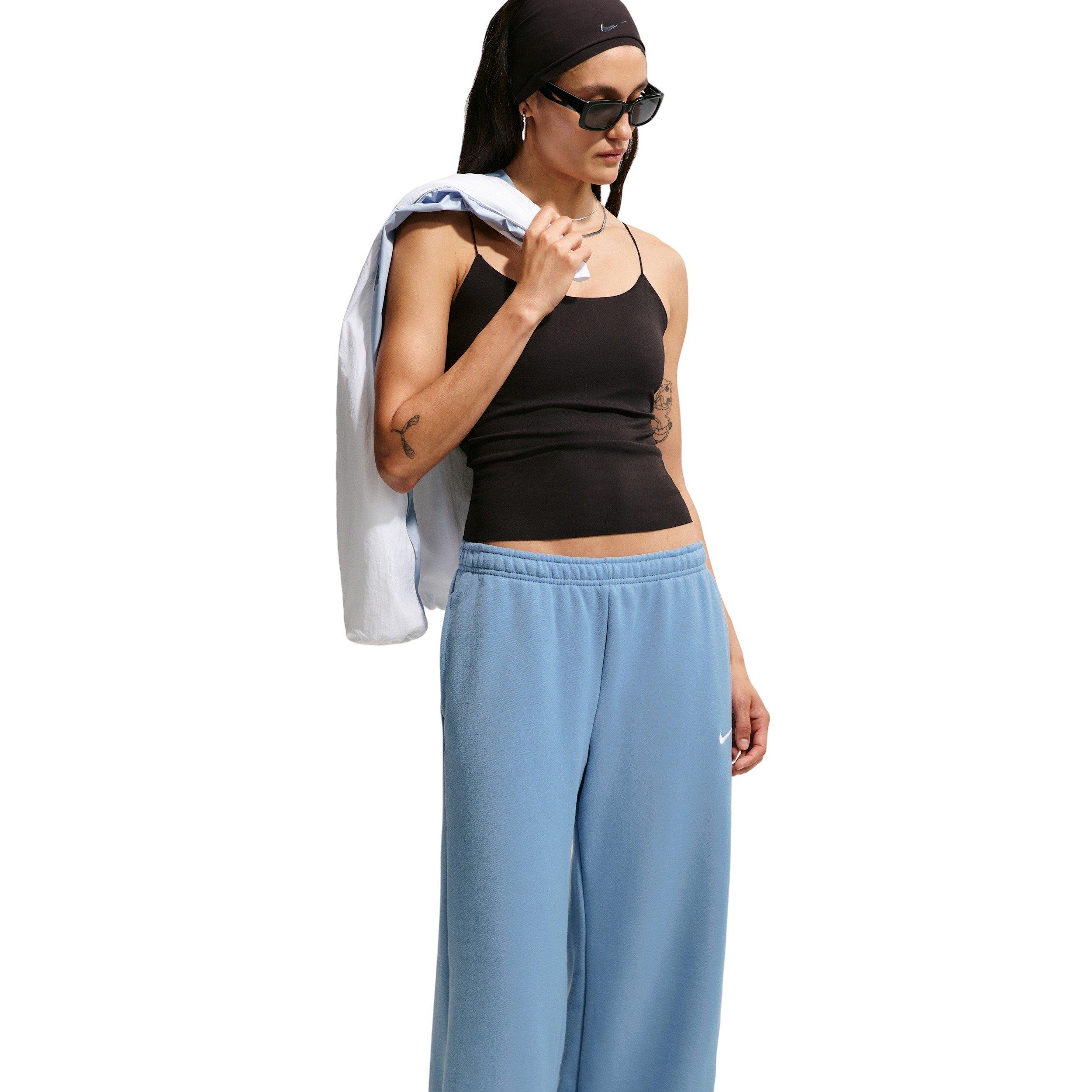 Nike Women's Studio Fleece Med-Weight Mid-Rise Wide-Leg Pants - BLUE Thumbnail View 5