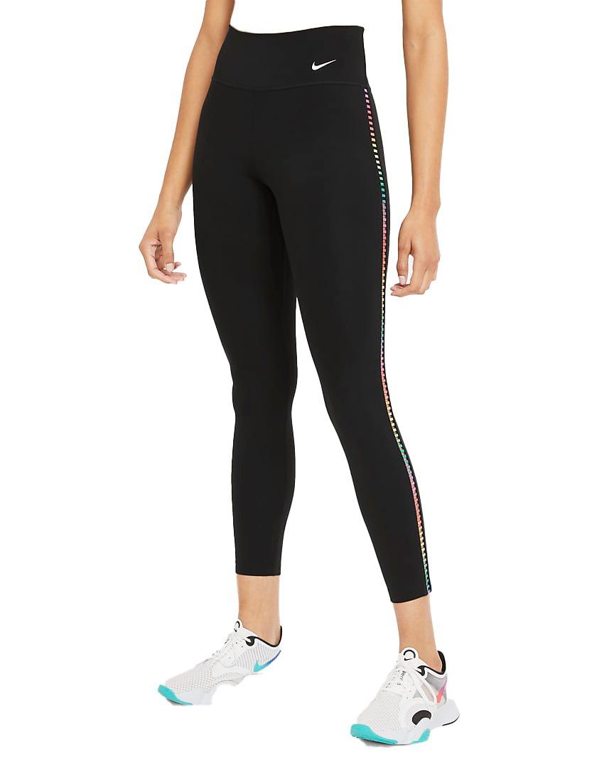 Nike Women's One Rainbow Ladder 7/8 Leggings - BLACK Thumbnail View 2