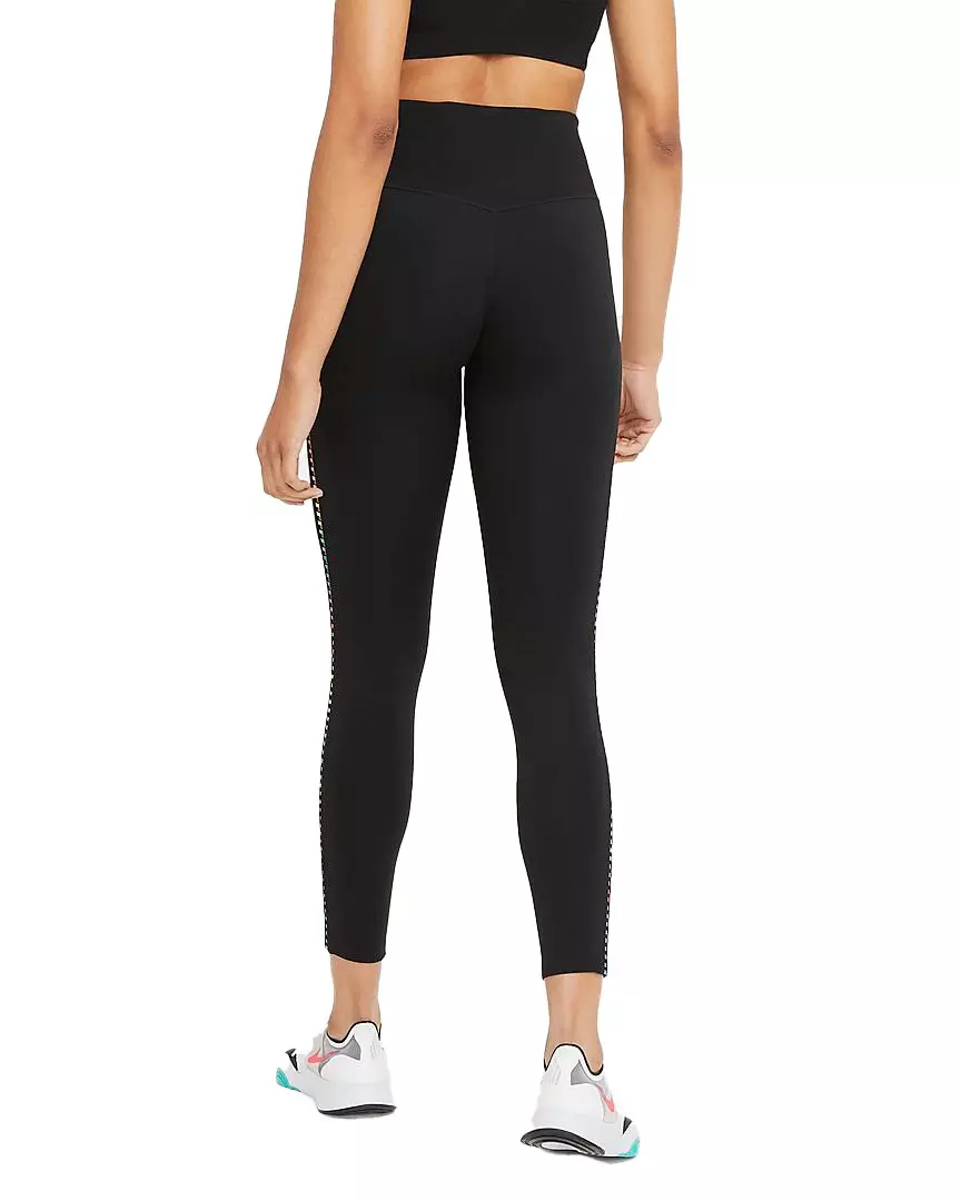 Nike Women's One Rainbow Ladder 7/8 Leggings - BLACK
