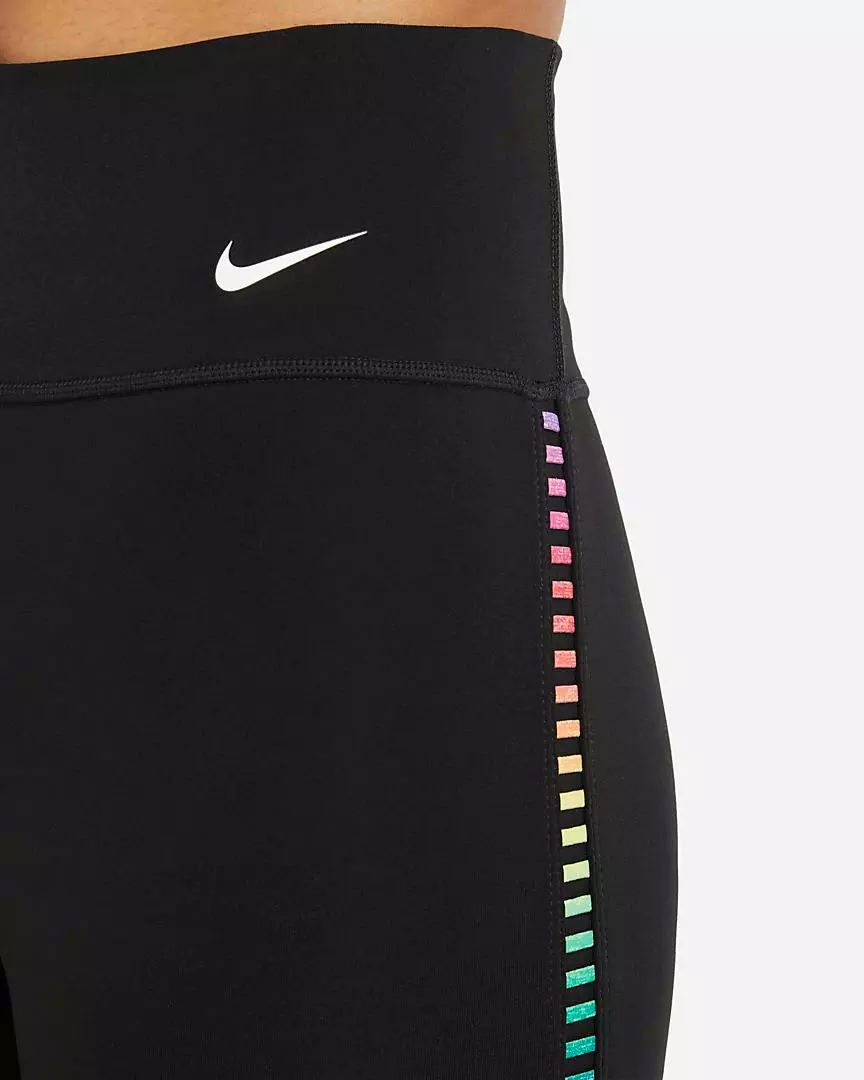 Nike Women's One Rainbow Ladder 7/8 Leggings - BLACK