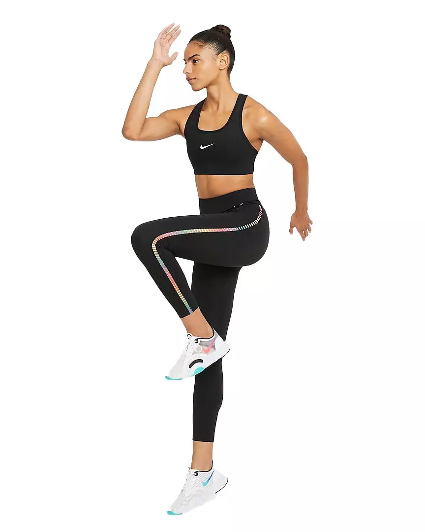 Nike Women's One Rainbow Ladder 7/8 Leggings - BLACK