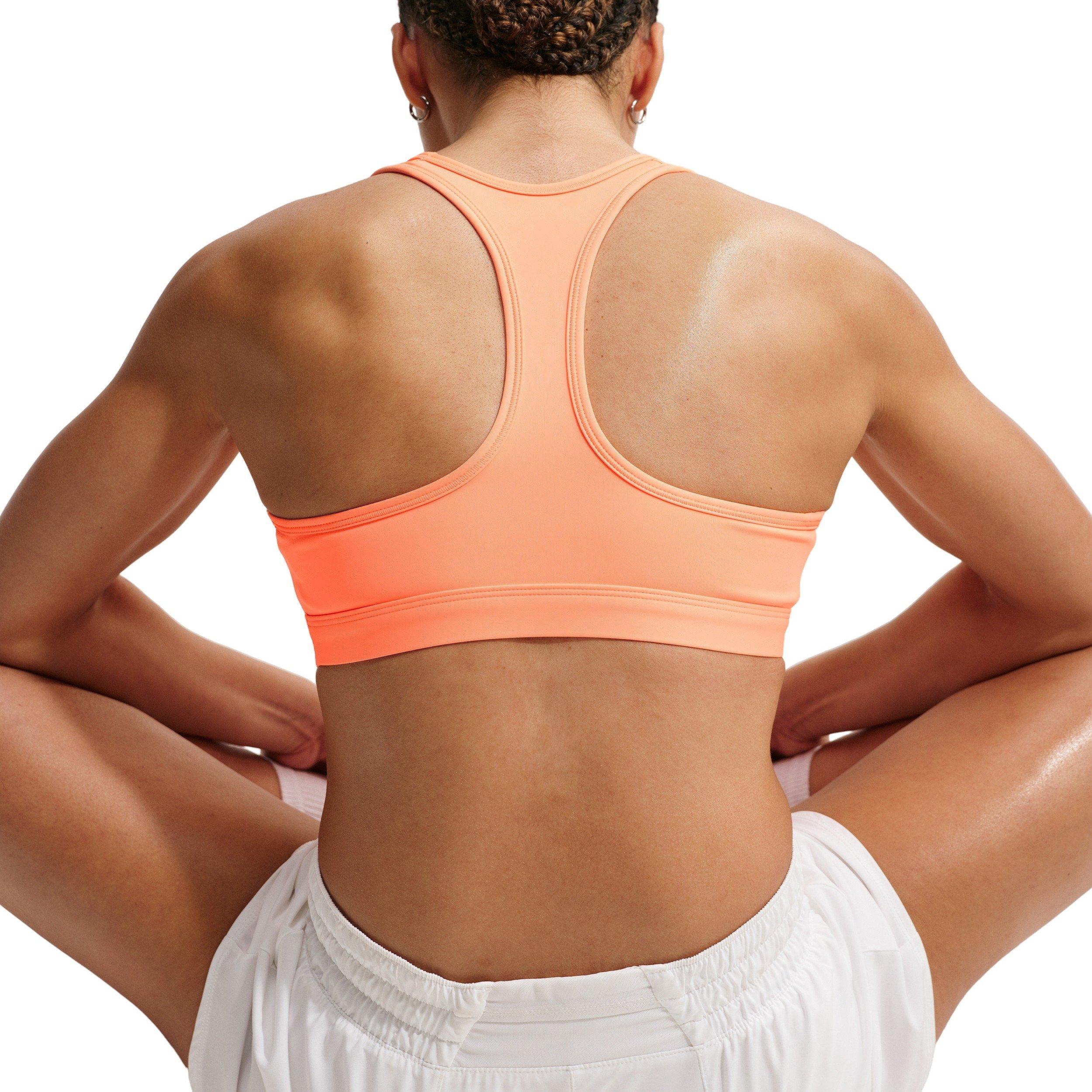 Nike Women's Swoosh Medium-Support Padded Sports Bra - ORANGE/WHITE Thumbnail View 2