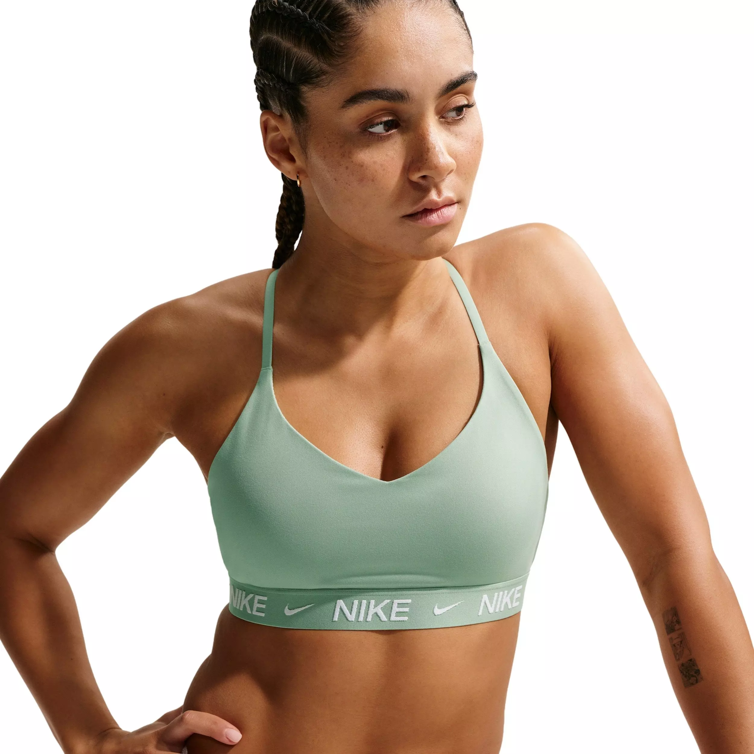 Nike Women's Indy Light Support Padded Adjustable Sports Bra  - GREEN