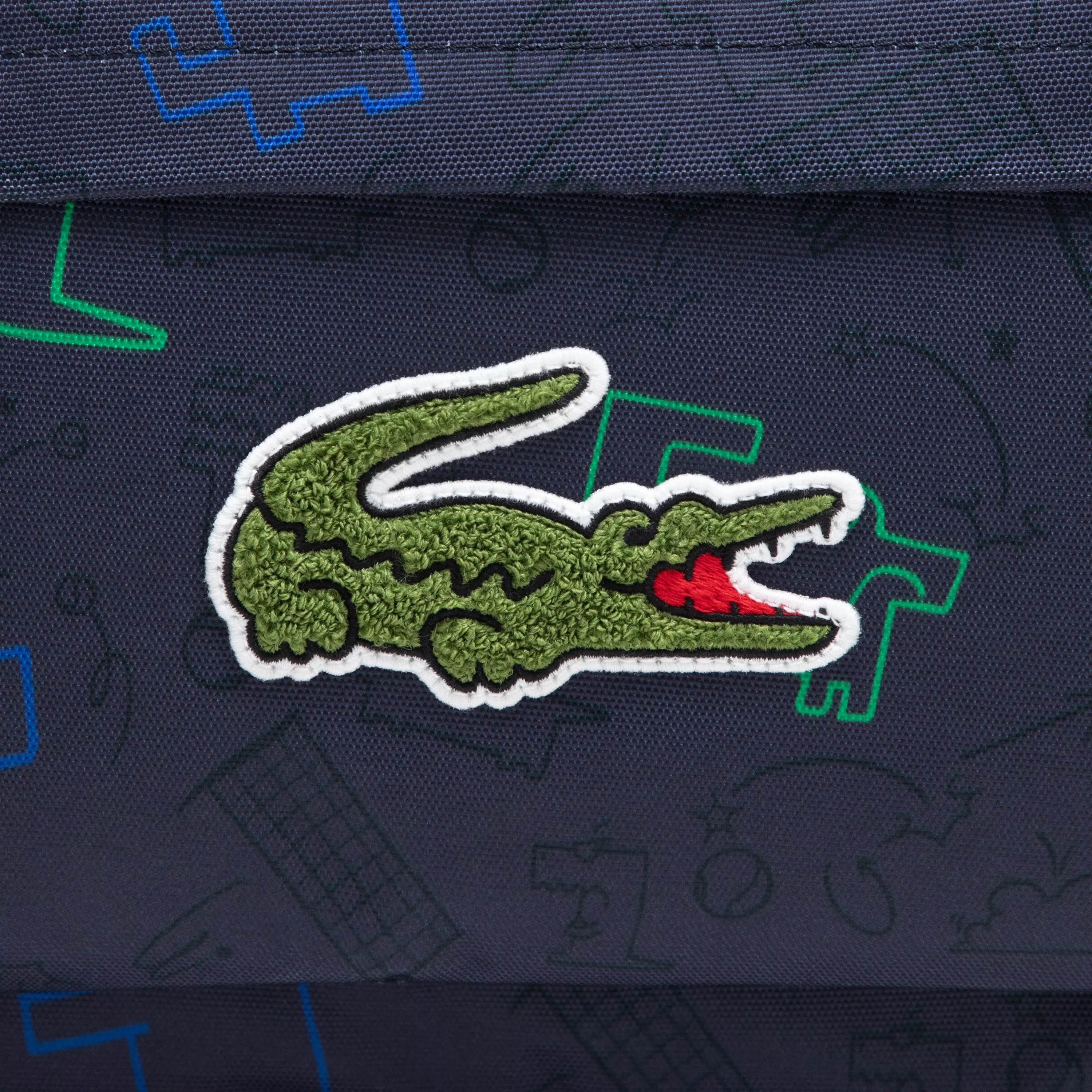 Lacoste Big Kids' Core AOP Print Backpack - Blue - BLACK/BLUE