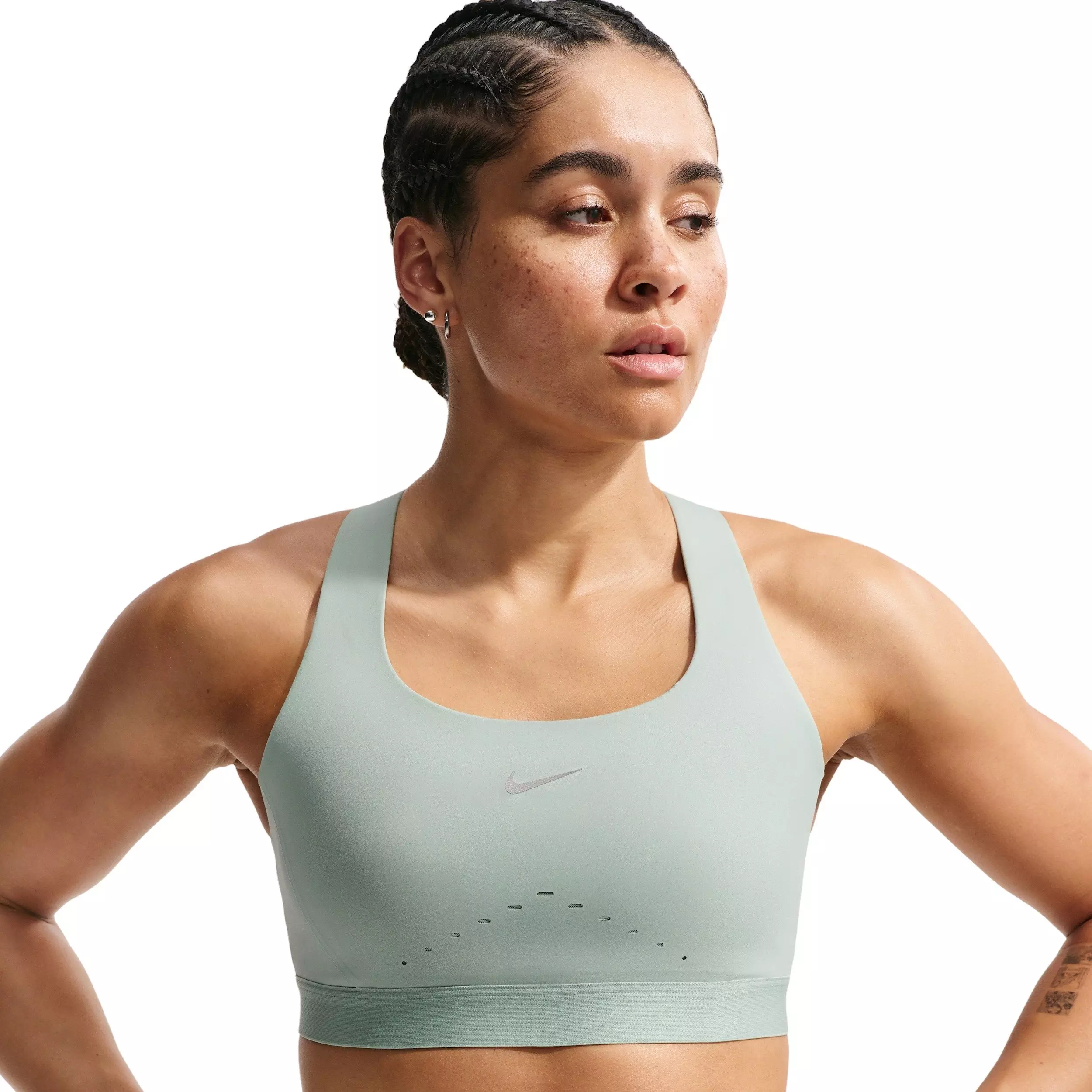 Nike Women's Swift High-Support Lightly Lined Sports Bra - Light Green/Silver - LIGHT GREEN/SILVER