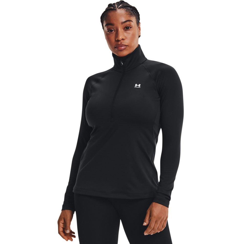 Under Armour Women's Cold Gear Authentics 1/2 Zip Crew - BLACK Thumbnail View 1