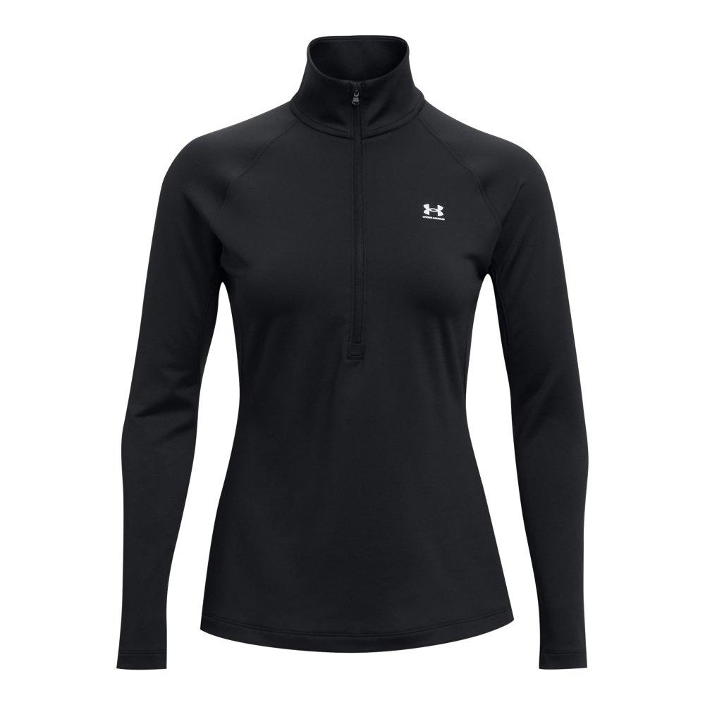 Under Armour Women's Cold Gear Authentics 1/2 Zip Crew - BLACK Thumbnail View 4