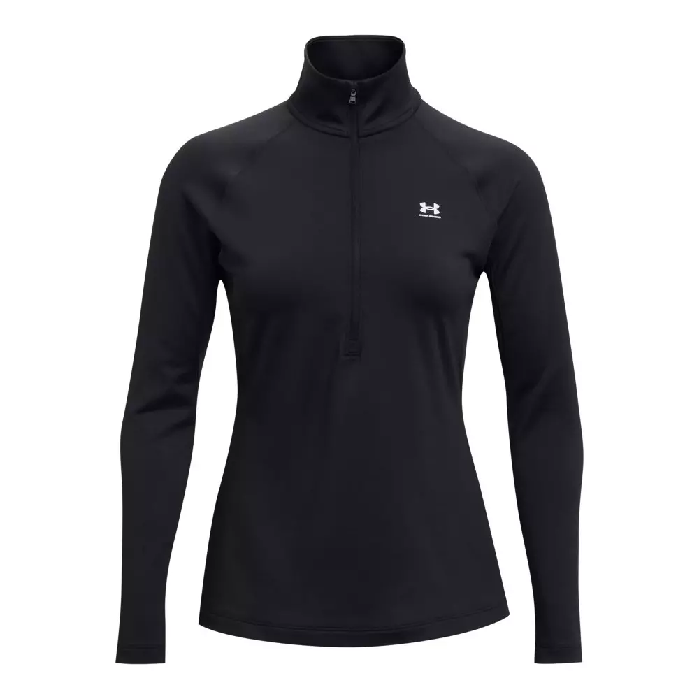 Under Armour Women's Cold Gear Authentics 1/2 Zip Crew - BLACK