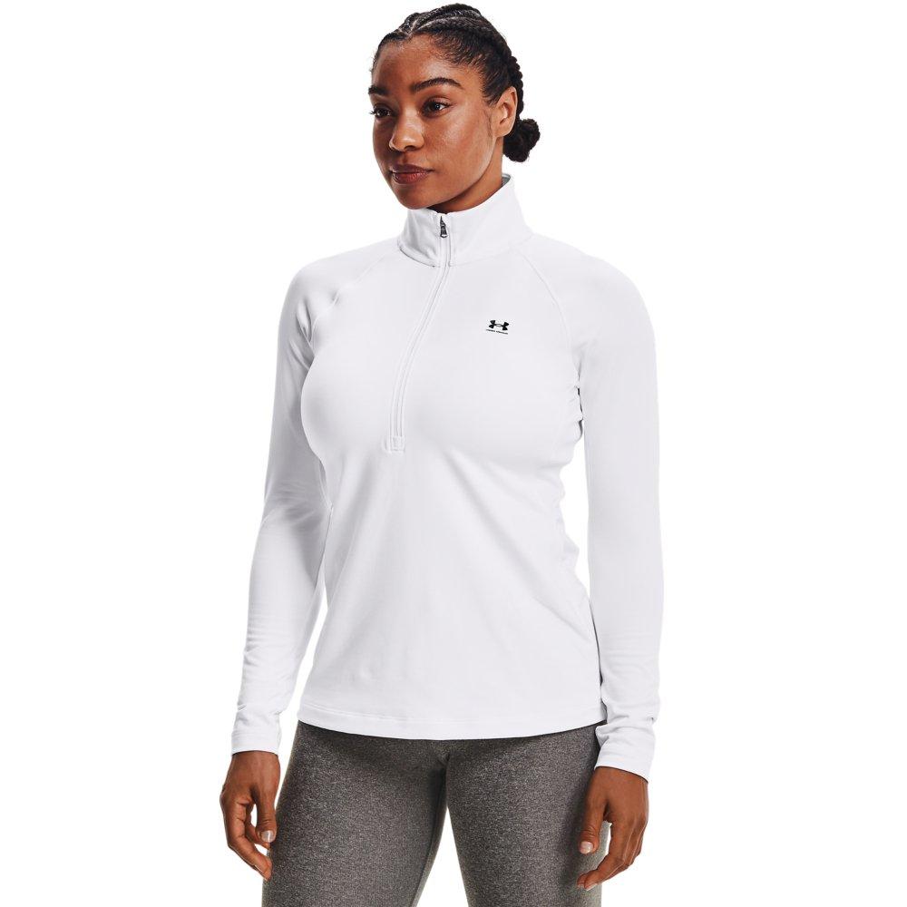 Under Armour Women's Cold Gear Authentics 1/2 Zip Crew - WHITE Thumbnail View 1
